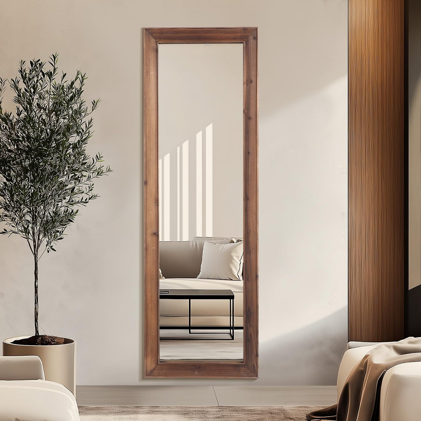 MirrMyst Rustic Farmhouse Full Length Mirror, 64"x21" Wood Floor Mirror