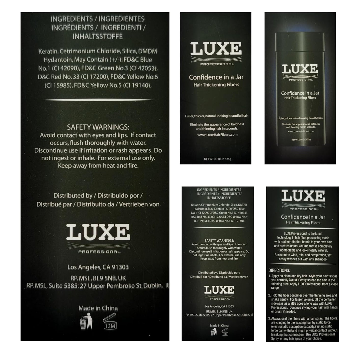 LUXE Hair Building Fibers - Thickening Fibers for Fuller Hair - Hypoallergenic | Auburn Color, 2-Month Supply