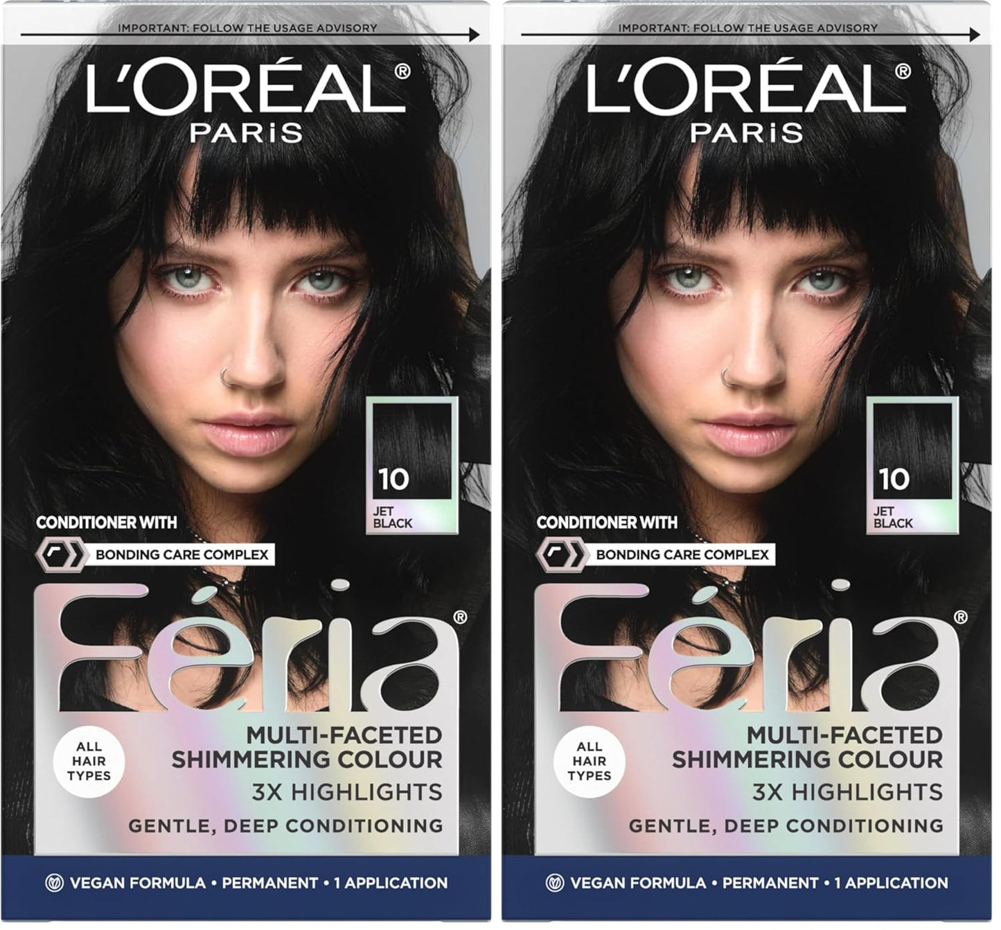 L’Oreal Paris Feria Hair Color - High Intensity Jet Black Dye for 3X Highlights | 1 Kit