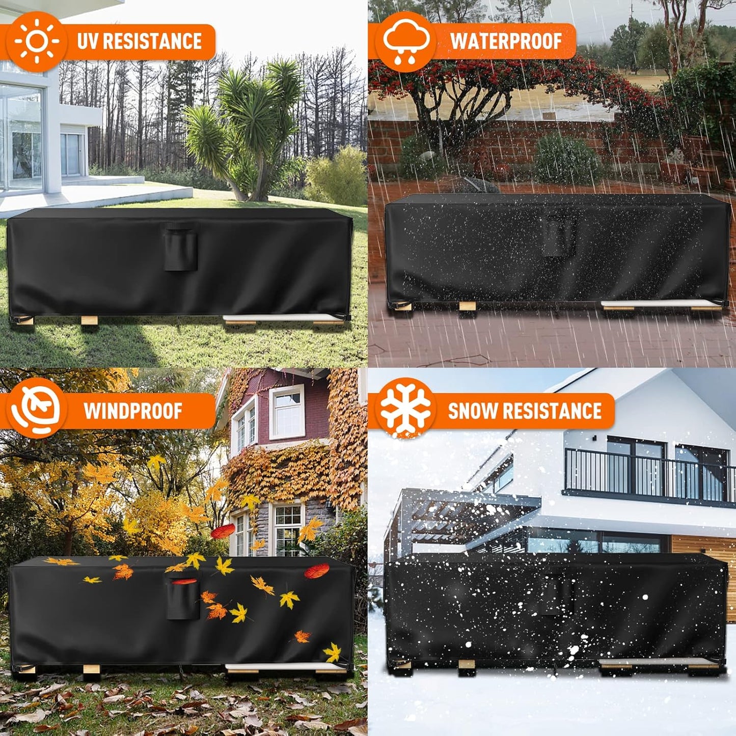 Patio Furniture Covers - Waterproof Outdoor Table & Chair Protection | Heavy Duty 600D, 108" L x 82" W x 27.9" H
