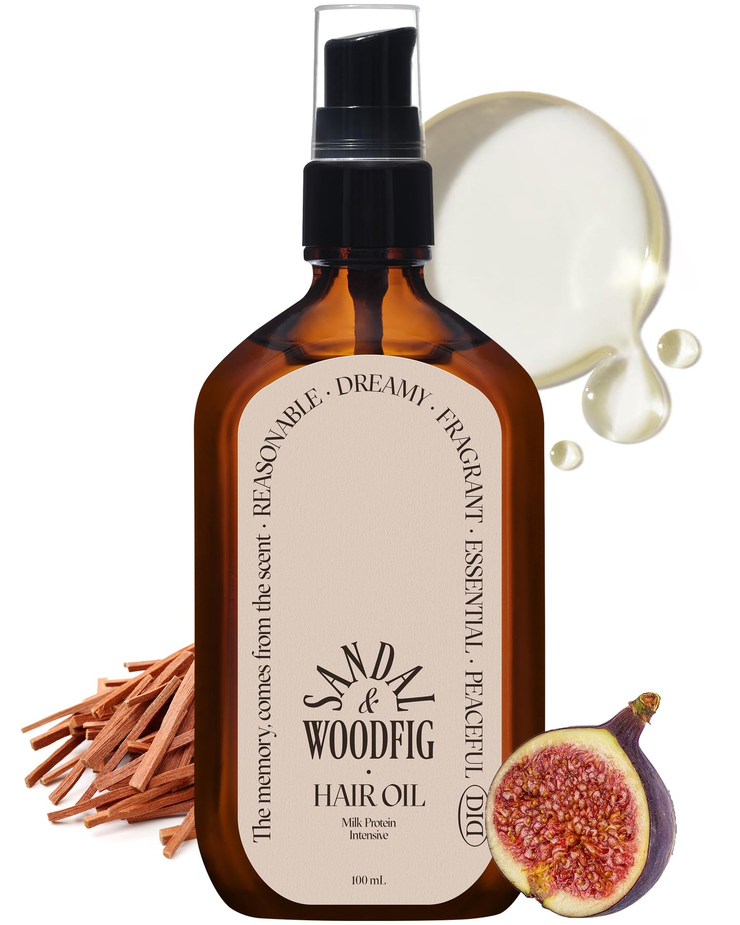 ODID Milk Protein Intensive Perfume Hair Oil - Korean Anti Frizz Nourishing & Smoothing Hair Serum - Cozy Wood & Fig Scent - with 10,000ppm Argan Oil & 6 Plant-Based Oils, 3.38 fl.oz.