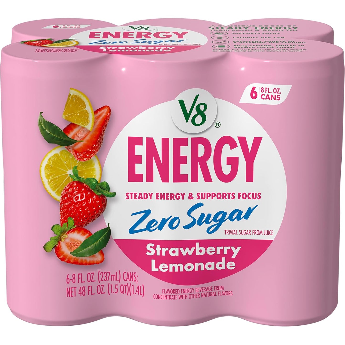V8 Energy Peach Mango Energy Drink - 8 Fl Oz Can | 24 Pack of Refreshing Energy Boost