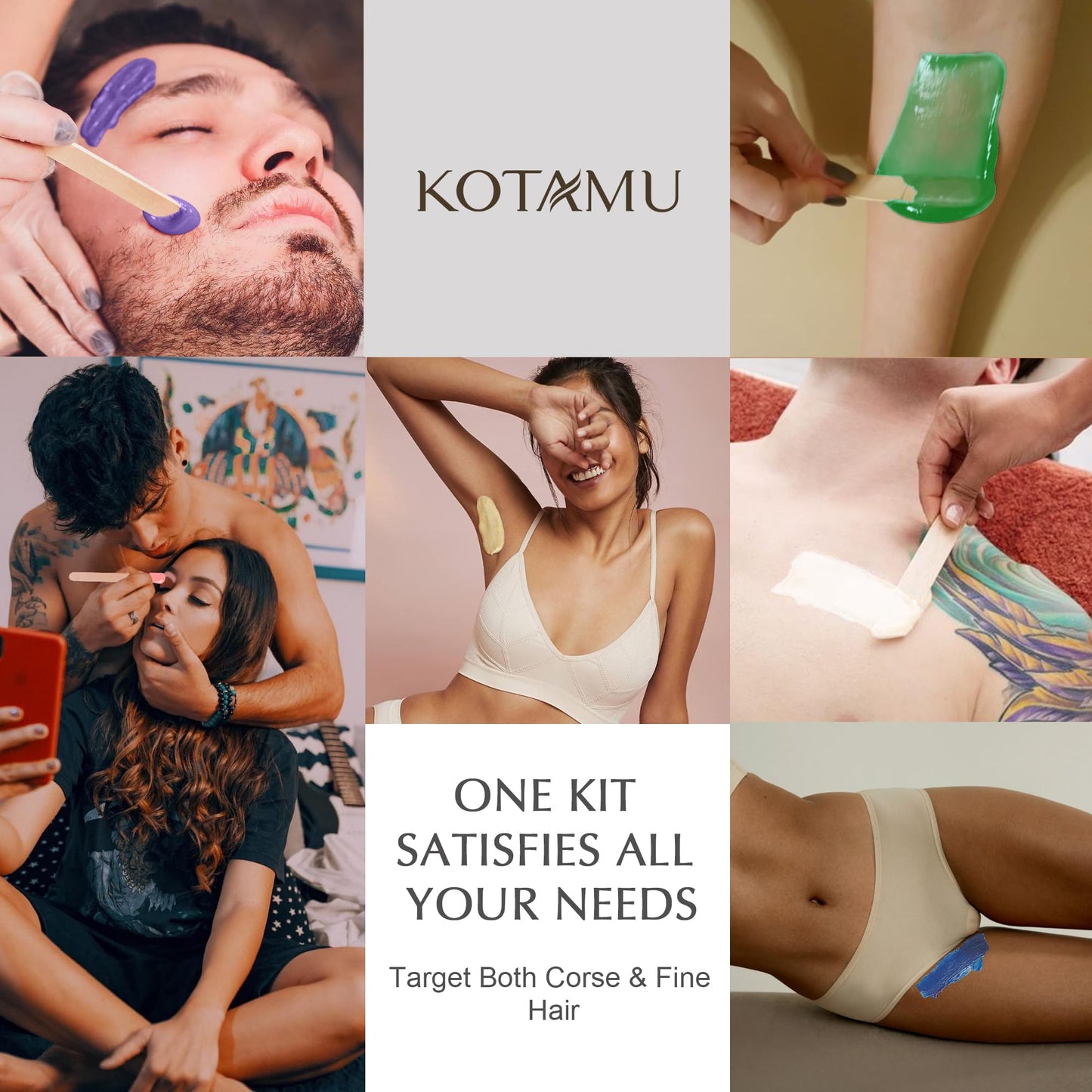 KOTAMU Waxing Kit for Women & Men, Wax Warmer for Hair Removal, Digital Wax Kit with Silicone Pot，Ideal for Face Eyebrow Arm Legs Armpit &Sensitive Skin, Lucum Waxing Machine for Home Salon Use