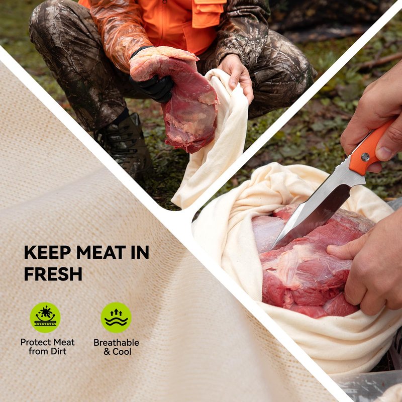 GearOZ Elk Game Bags Hunting Meat Bag 5-Pack Reusable Rolled Heavy Duty Quarter Bags, Durable Hunters' Game Bags Large Enough for Elk/Caribou/Deer/Moose, 48" x4, 28" x1