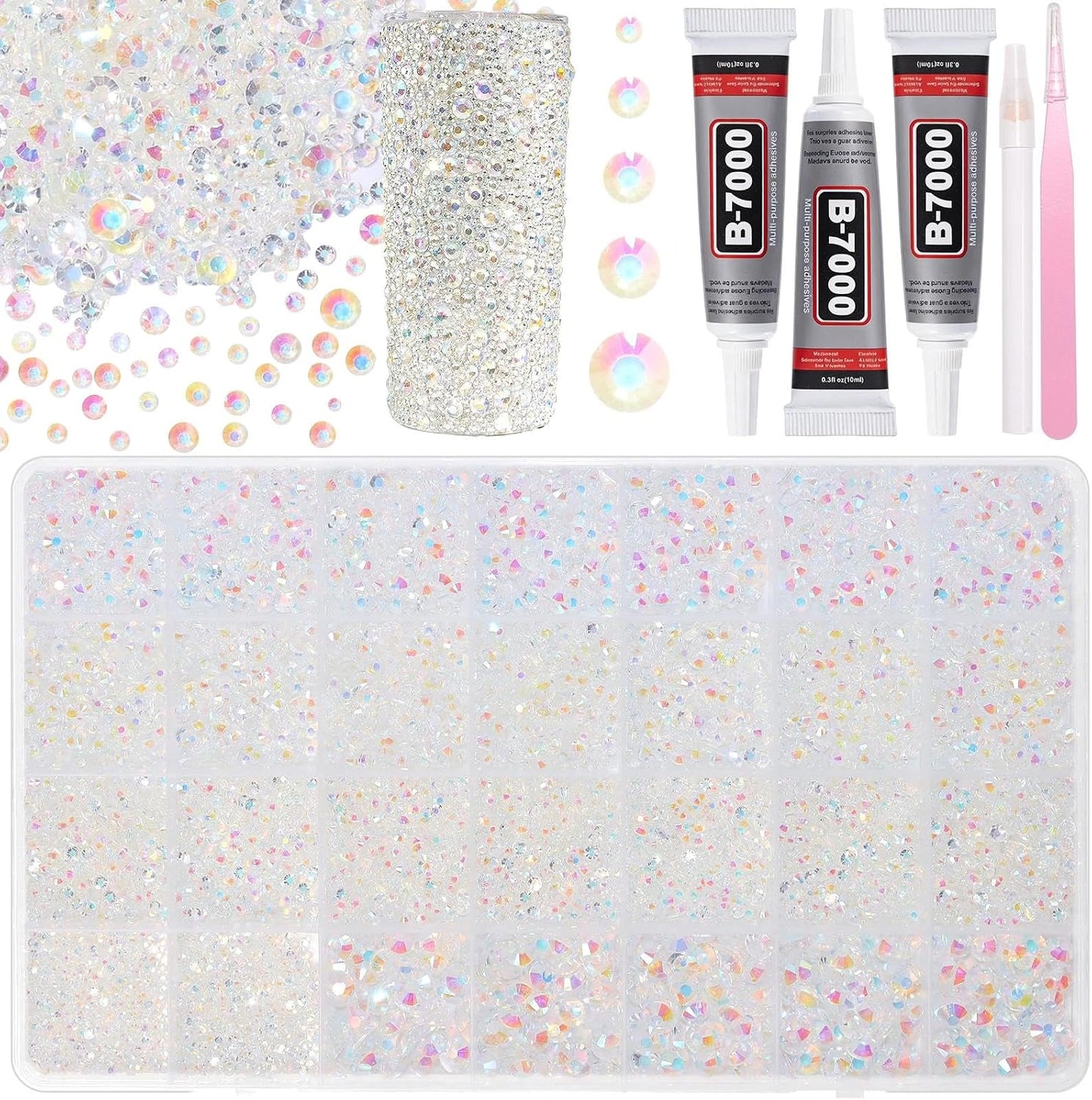 32000 Pcs Rhinestones Bedazzling Kit - 3mm Color Resin Gems for Crafts | DIY Clothing, Shoes & Makeup