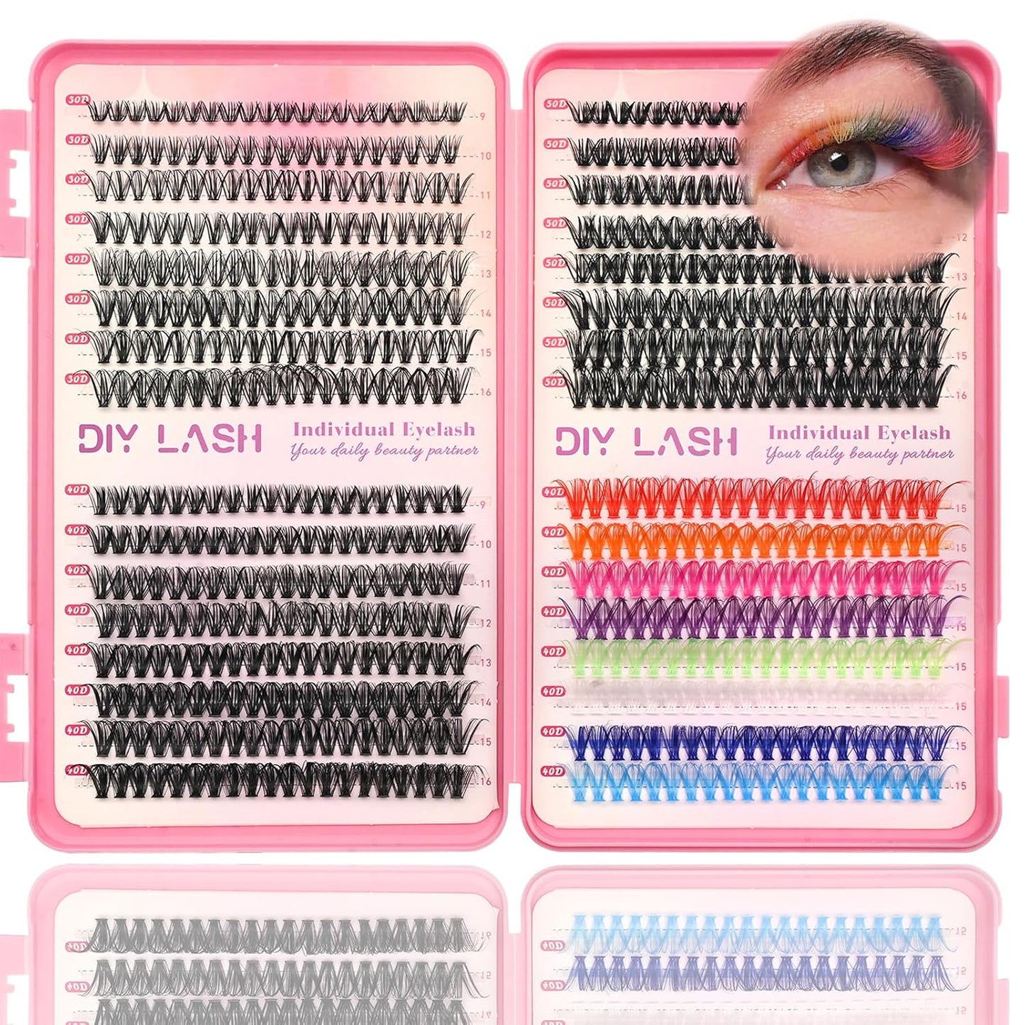 Eyelash Clusters Kit - 560 Pcs Fluffy D Curl Individual Lash Extensions | 9-16mm Length