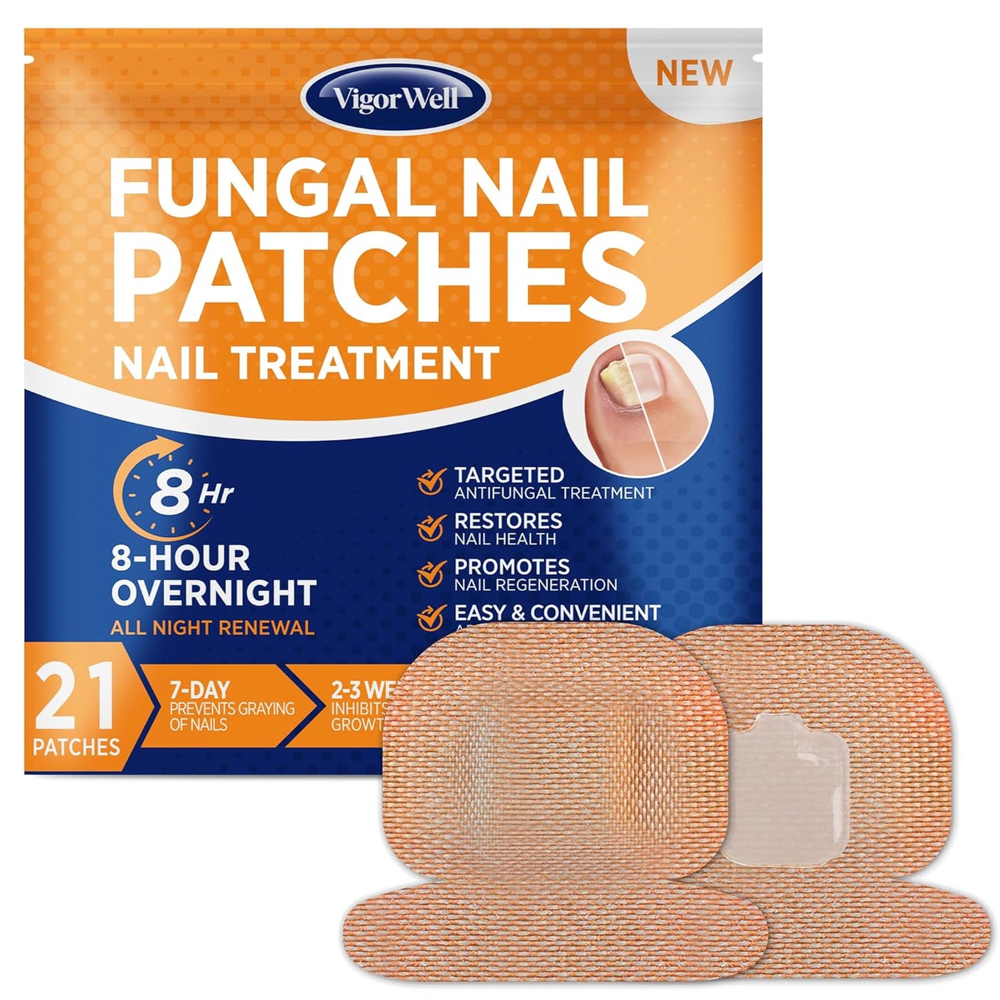 Toenail Fungus Treatment - Extra Strength Hydrogel Patches for Overnight Repair | 32 Medium Patches, Visible Results in 8 Hours