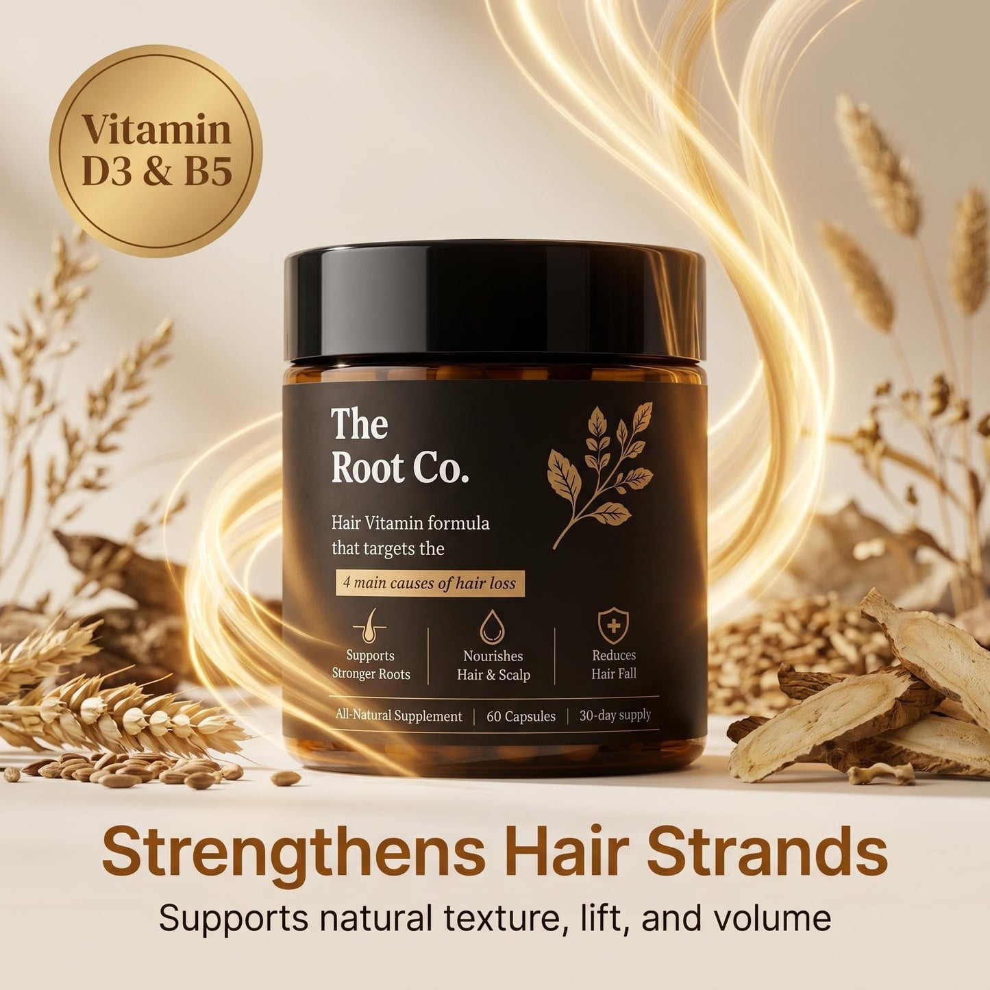 Breakthrough Hair Vitamins, Hair Vitamins for Women, Zinc, Magnesium B3, and B5,Hair Growth Supplements, Increasing Nutrient and Oxygen Delivery to Starving Follicles - 60 Capsules