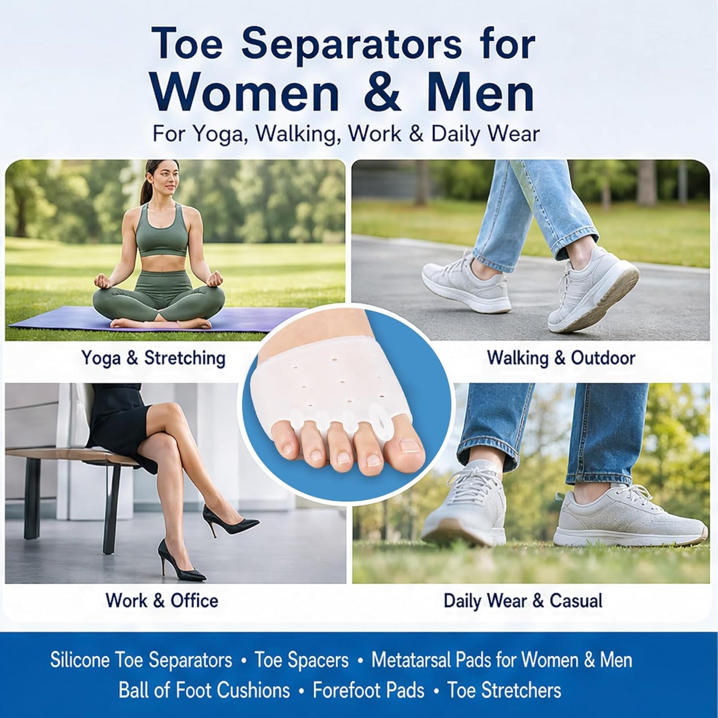 Toe Separators for Women & Men | Soft Silicone 6 Pairs for Bunion Relief & Toe Alignment