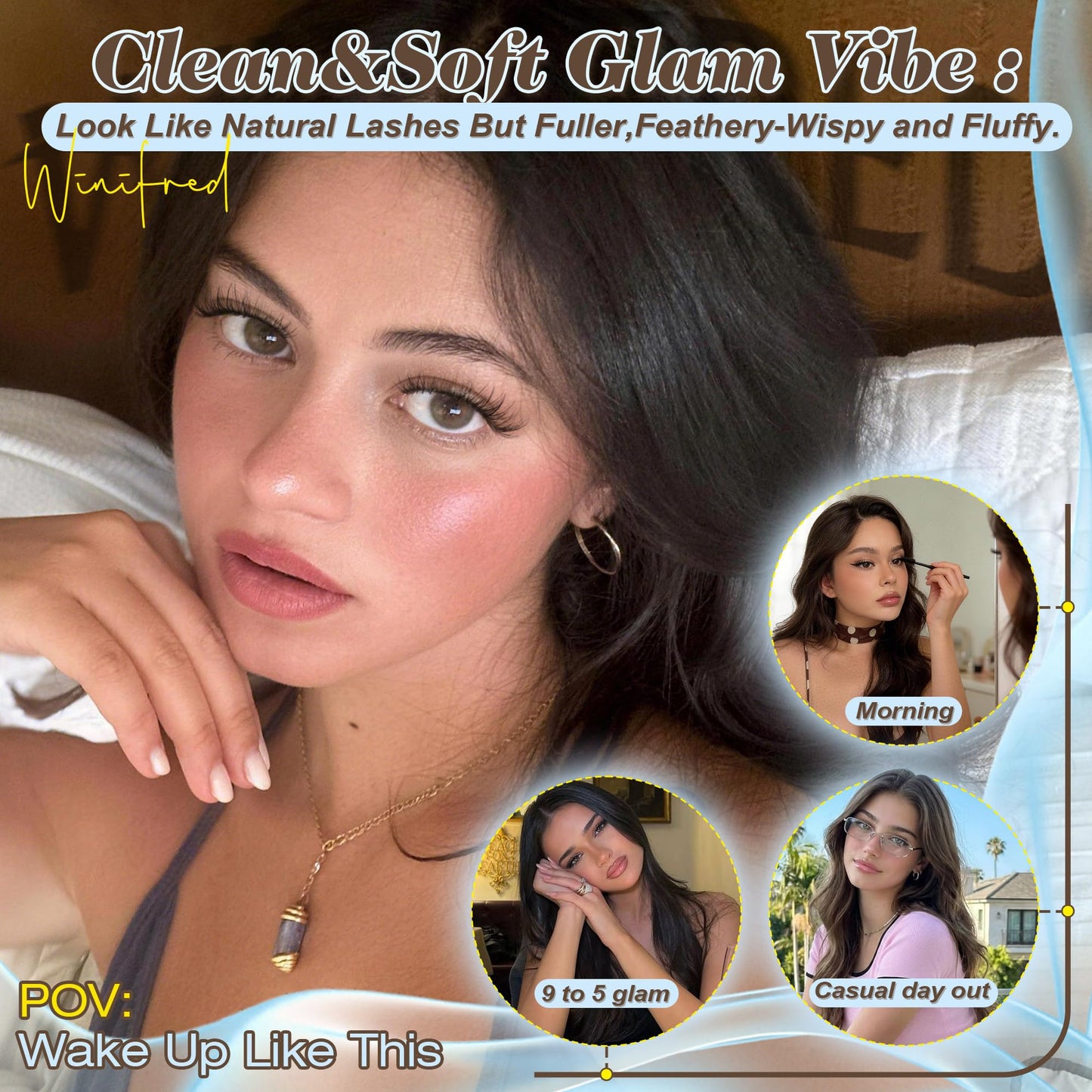 Winifred Lash Clusters Natural Eyelash Clusters Wispy Fluffy Cluster Eyelash Extensions C Curly Short 10-12-14mm Lash Extensions DIY Spider Lightweight Individual Lashes Clean Girl by Winifred