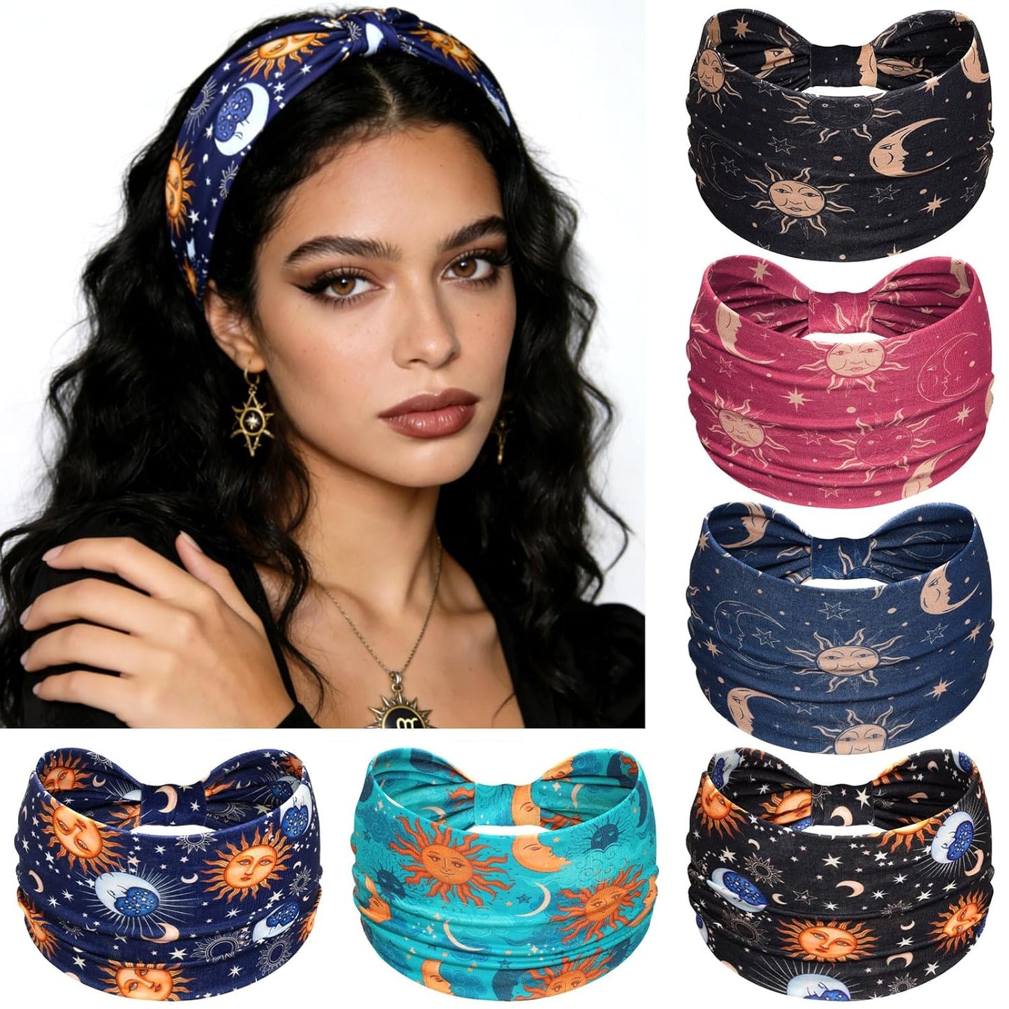 Wide Headbands for Women - No Slip Knotted Turban Hair Accessories | Dark Green Boho Style