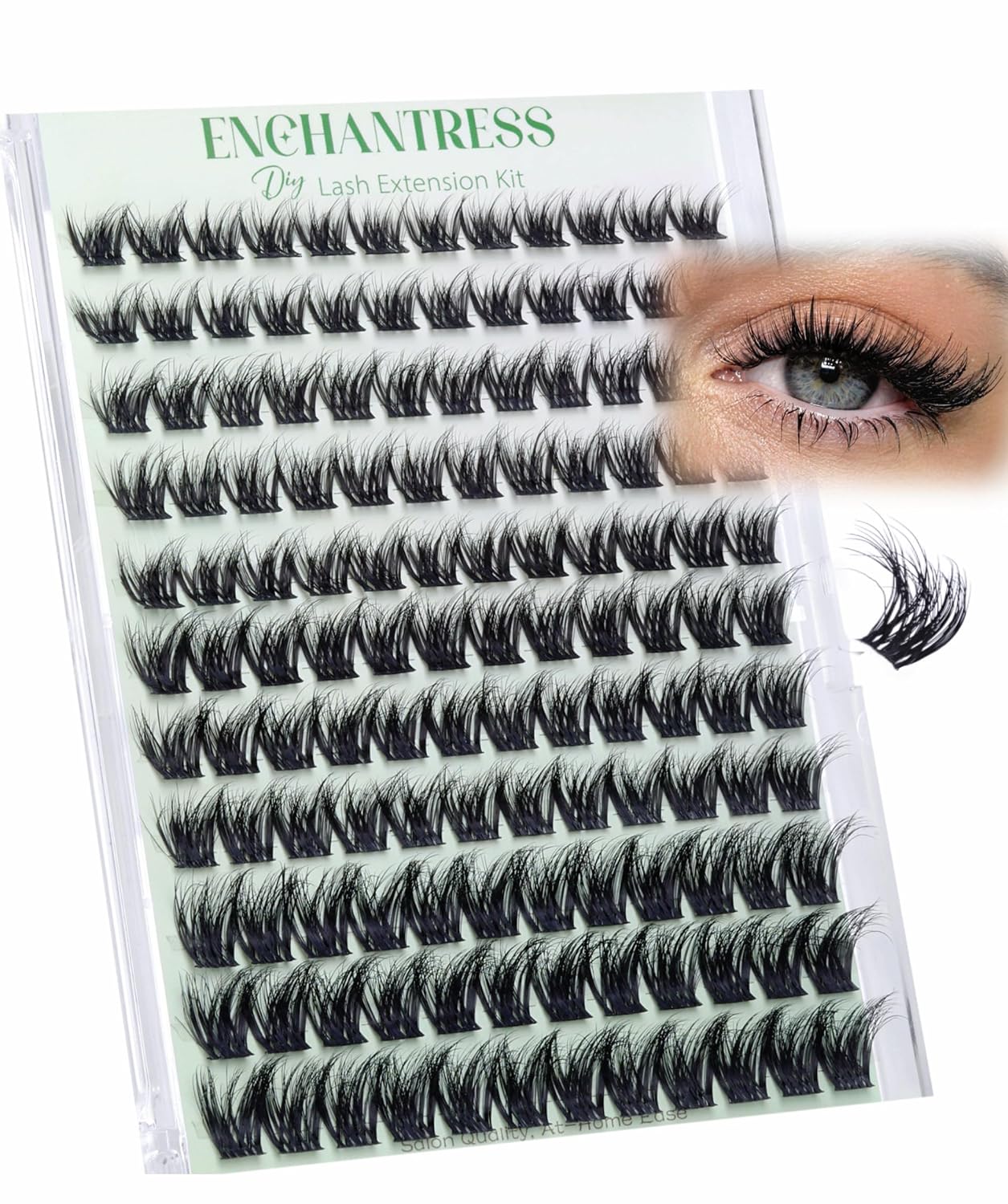 Enchantress Lash Clusters - Wispy D Curl Eyelash Extensions | 10-18mm Volume Individual Lashes for Fluffy Daily Makeup