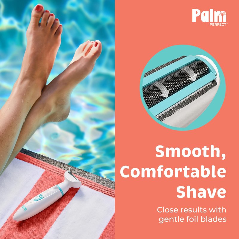 PalmPerfect Rechargeable Shaver for Women – Waterproof Electric Razor with Built-in LED Light – Includes Space-Saving Shower Wall Mount and USB Charging Cable – Safe for All Body Parts