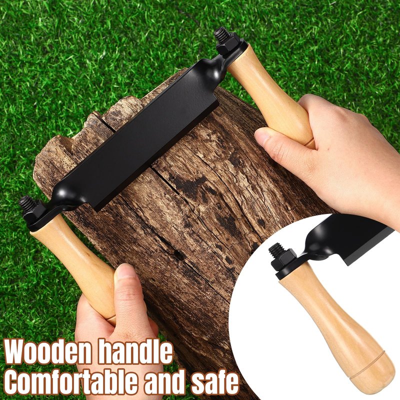 WILLBOND 2 Pcs 5 Inch Draw Shave Knife Set Draw Shave Knife Straight and Curved Woodworking Debarking Hand Tool Wood Razor Shaving Wood Barking Tool for Men(Straight, Curved)