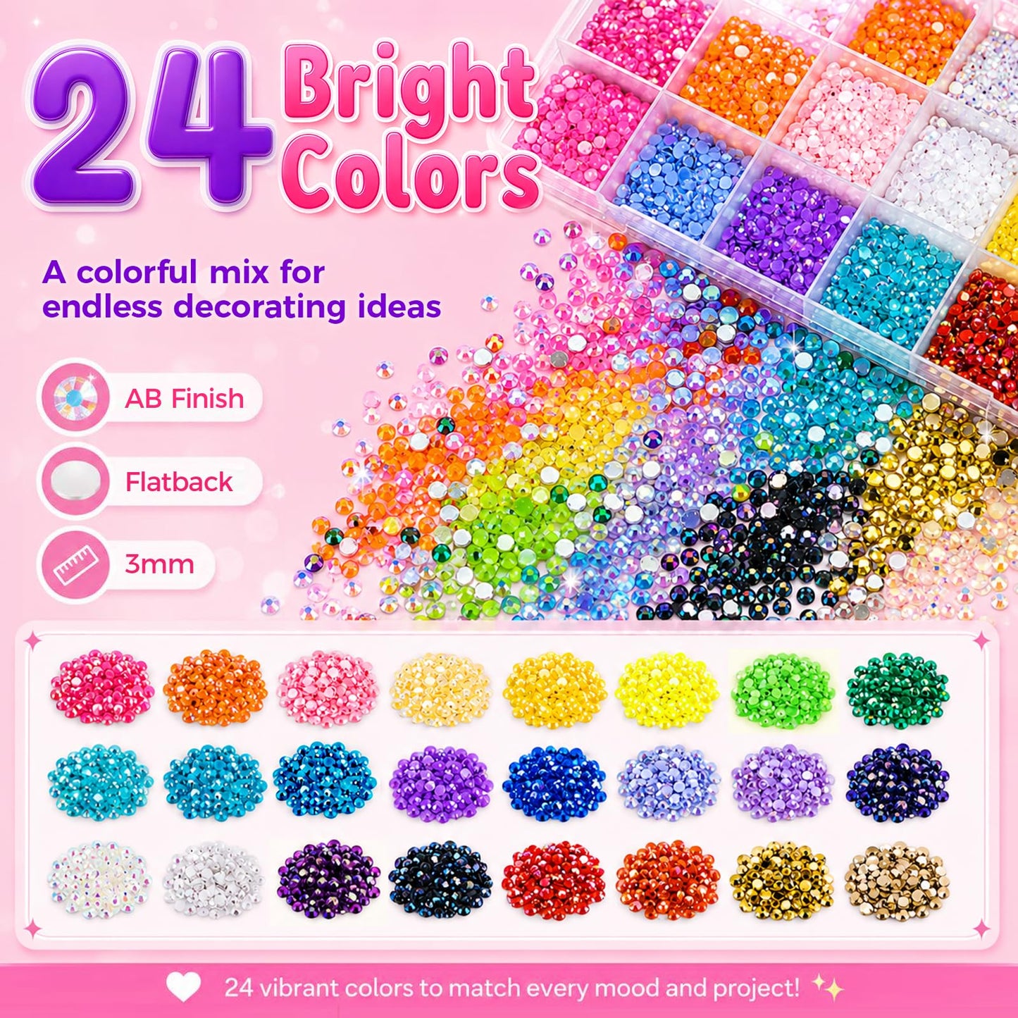 Redtwo 40000Pcs Resin Jelly Rhinestones for Bedazzling, 3mm Multicolor Flatback Rhinestones, Bedazzling Kit with 4Pcs Jewelry Glue and Tools, Bedazzler Kit for Crafting Book Clothes Makeup Shoes