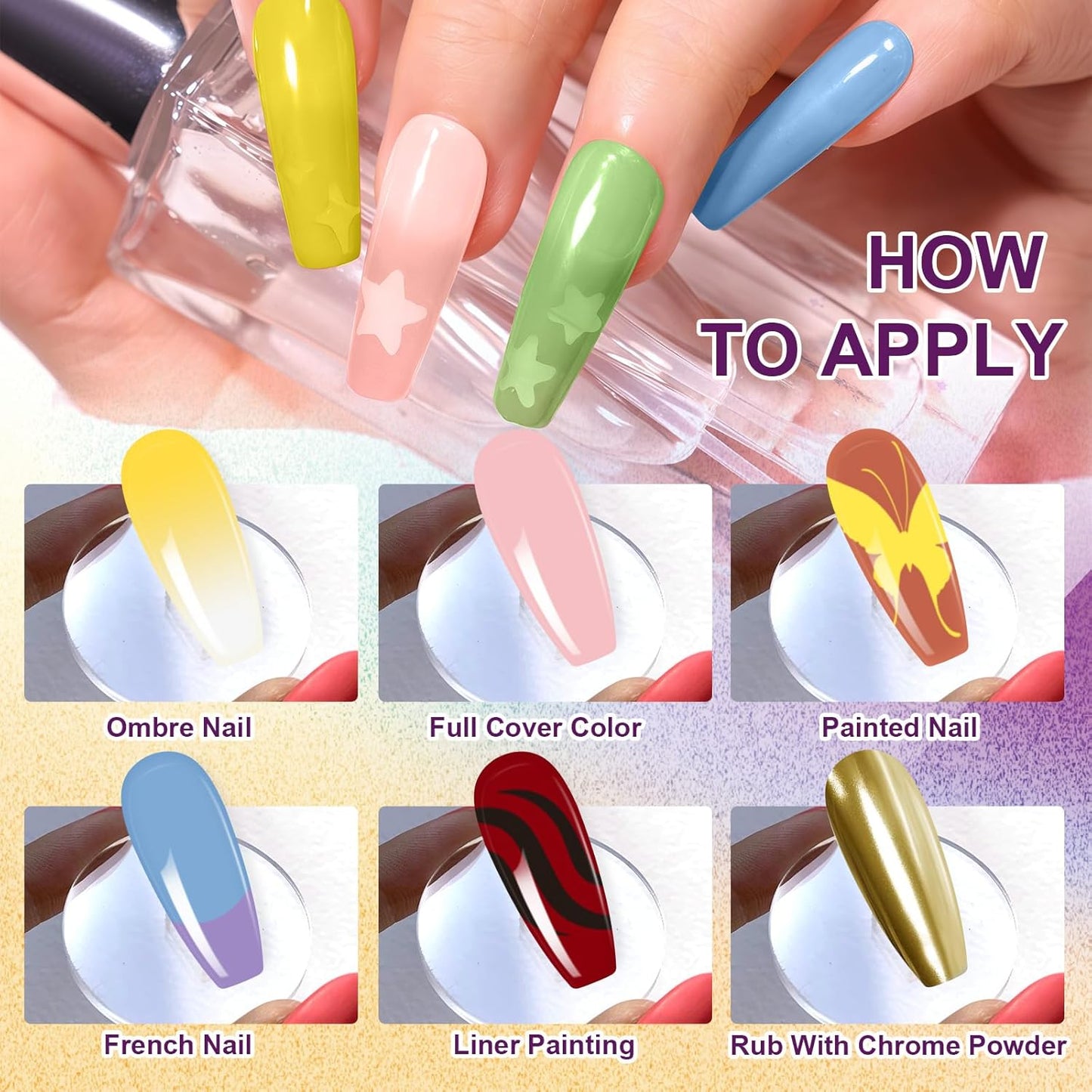 Gradient Painting Gel - 16 Colors Ombre Nail Polish for DIY Nail Art | Long-Lasting Pigmented Gel for French Manicure