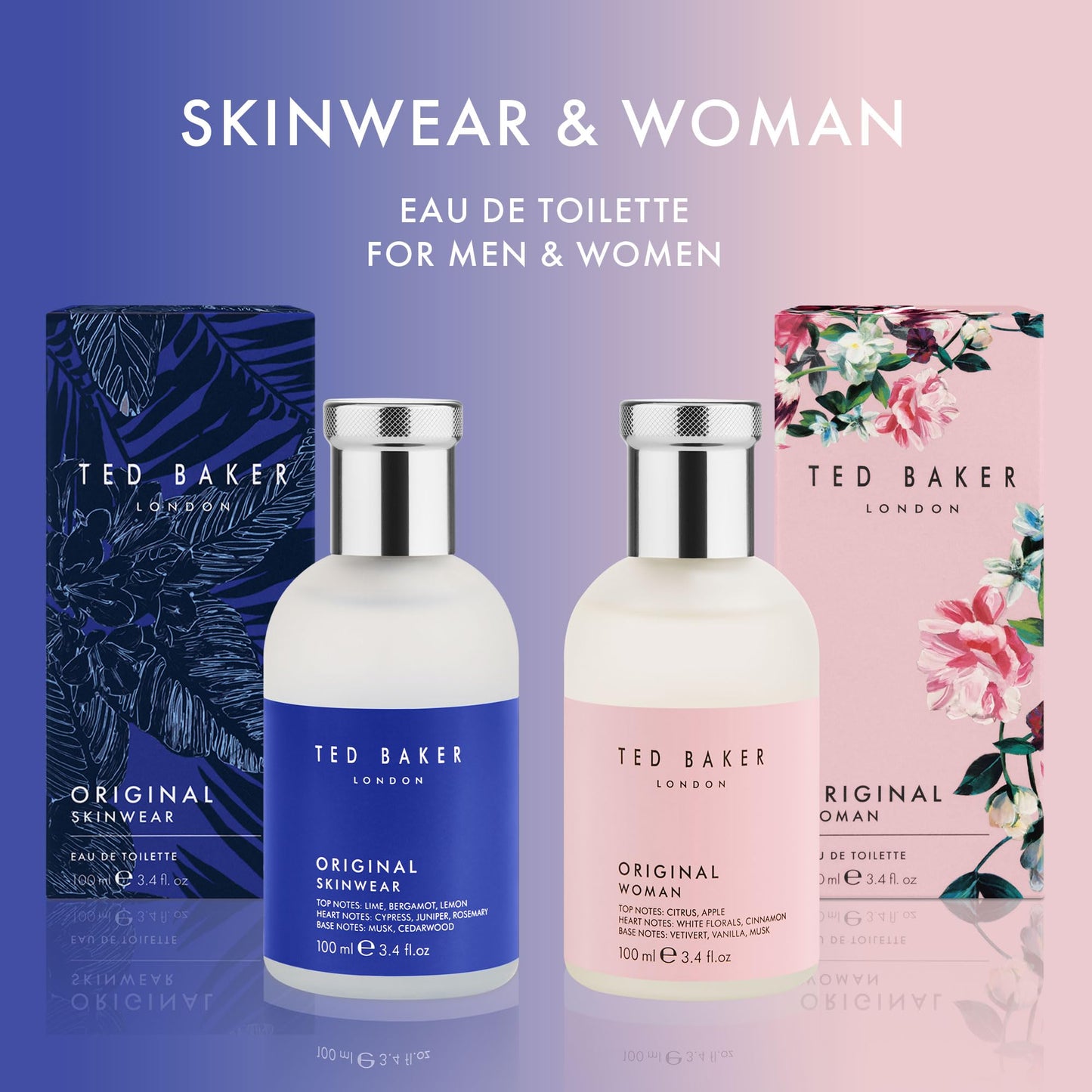 Ted Baker Original Skinwear Eau de Toilette for Men Woody Aromatic Fragrance with Lime, Bergamot, Sandalwood, Amber, Citrus, Refreshing, Mens Cologne Spray for Him, 3.4 fl oz / 100ml