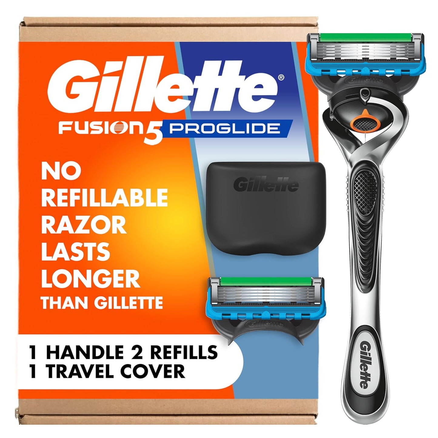 Gillette Fusion5 Men's 5-Blade Razor Set - Includes Handle, 2 Refills & Travel Cover