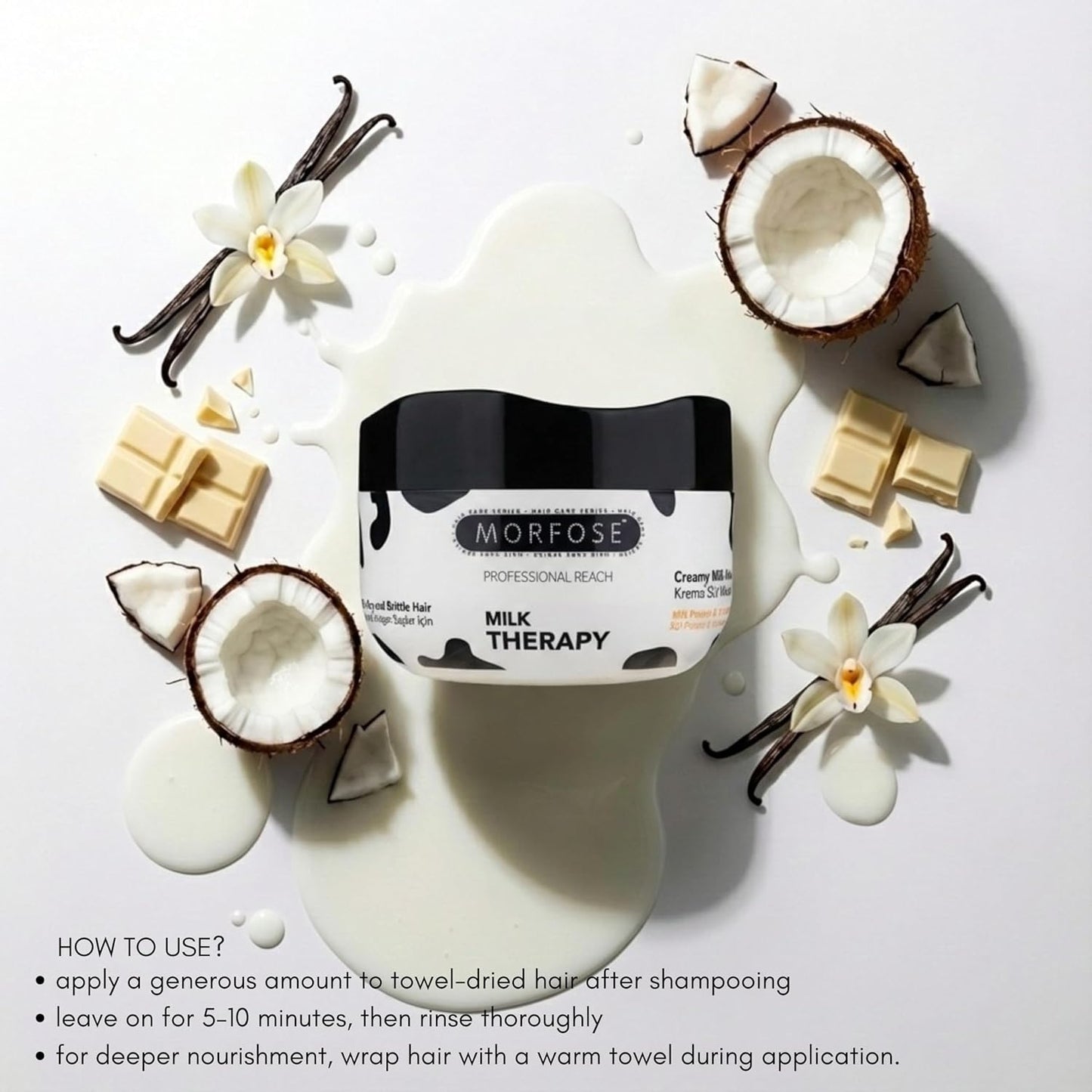 Morfose Professional Hair Mask - Nourishing Treatment for Dry, Damaged Hair | 16.9 Fl Oz (Milk Therapy)