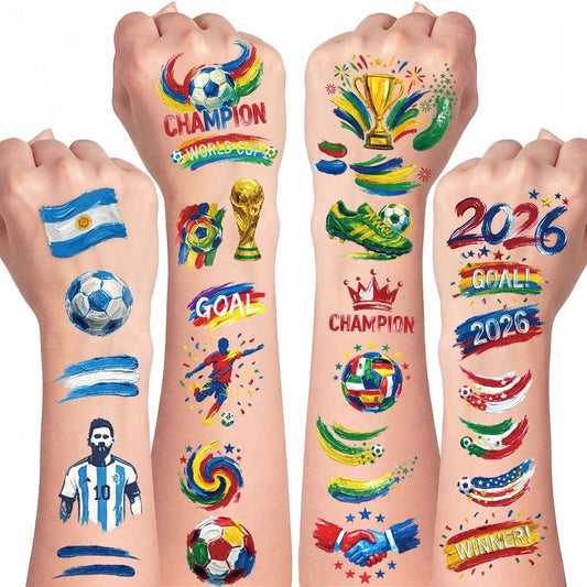 For 2026 World Cup Temporary Tattoos, 45 PCS 10 Sheets Soccer Tattoos World Cup Party Decorations Favors, Temporary Tattoo Stickers for Soccer International Party Decorations