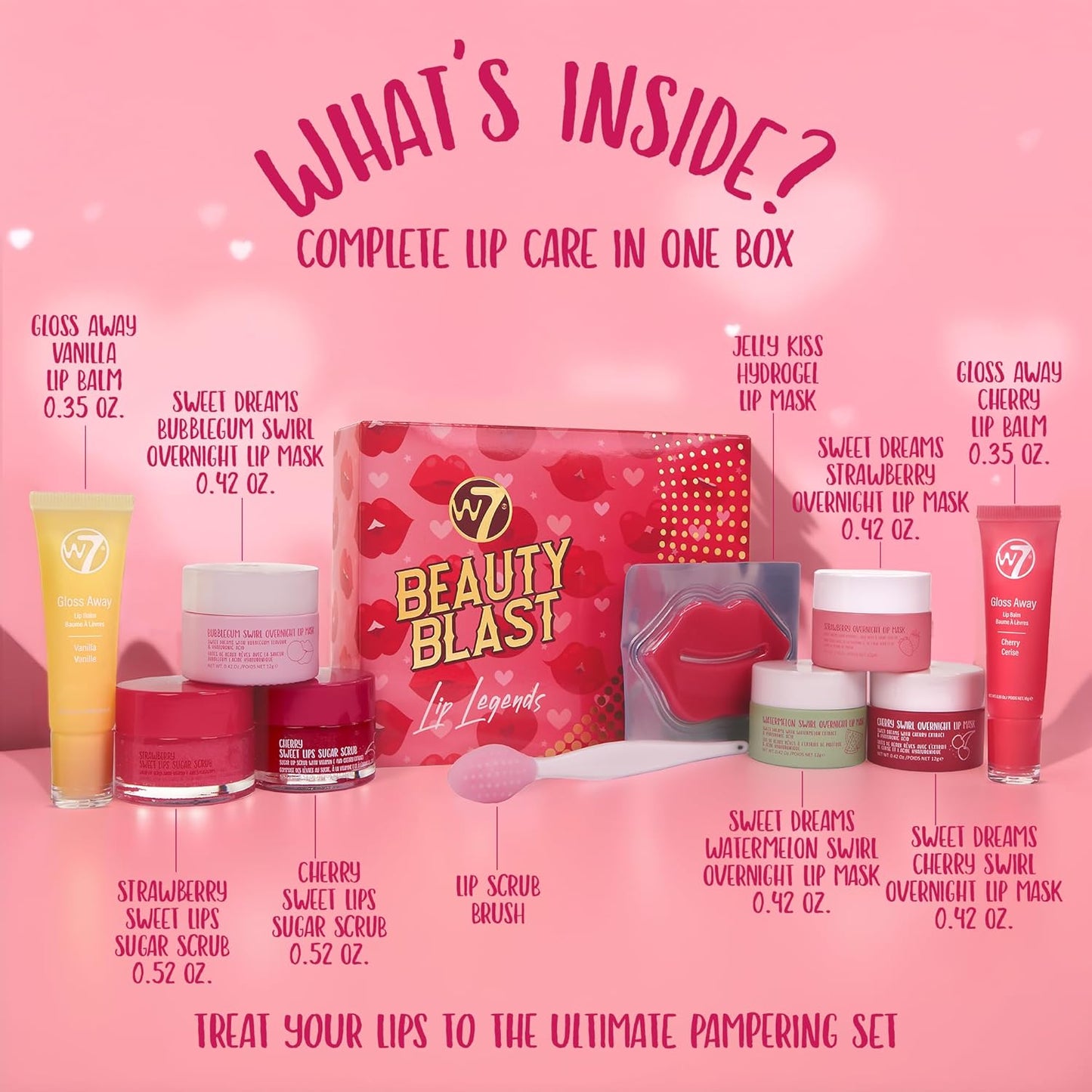 W7 Beauty Blast Lip Legends Set | Sweet Dreams Lip Masks, Scrubs & Balms - Nourishing Lip Care Essentials