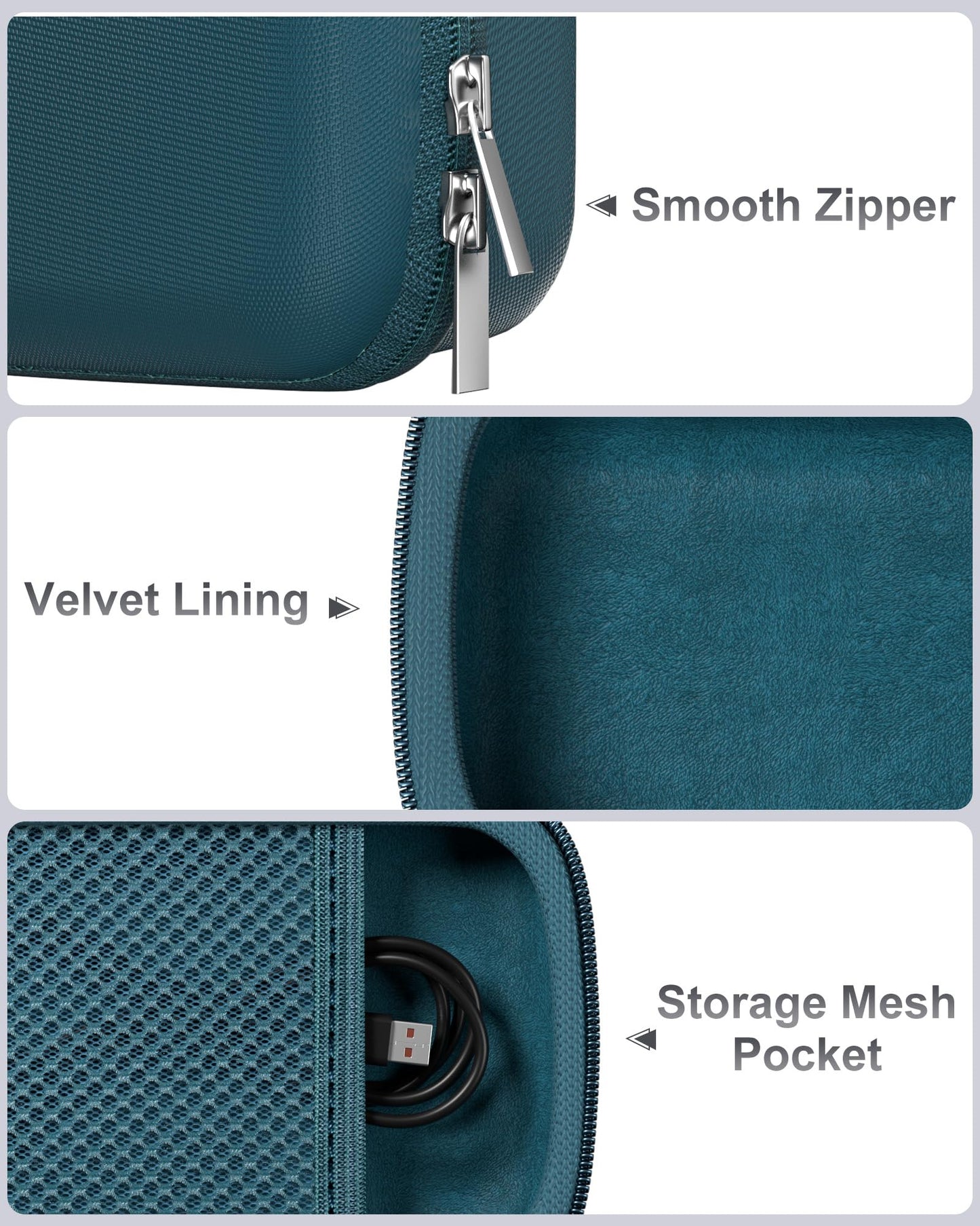 ProCase Hard Shell Travel Case for JBL Go 5/4/ 3/ Go 3 Eco Ultra Speaker, Waterproof Portable Carrying Box for JBL Mini Speaker and Accessories, Storage Bag with Mesh Pocket & Wrist Strap -Blue