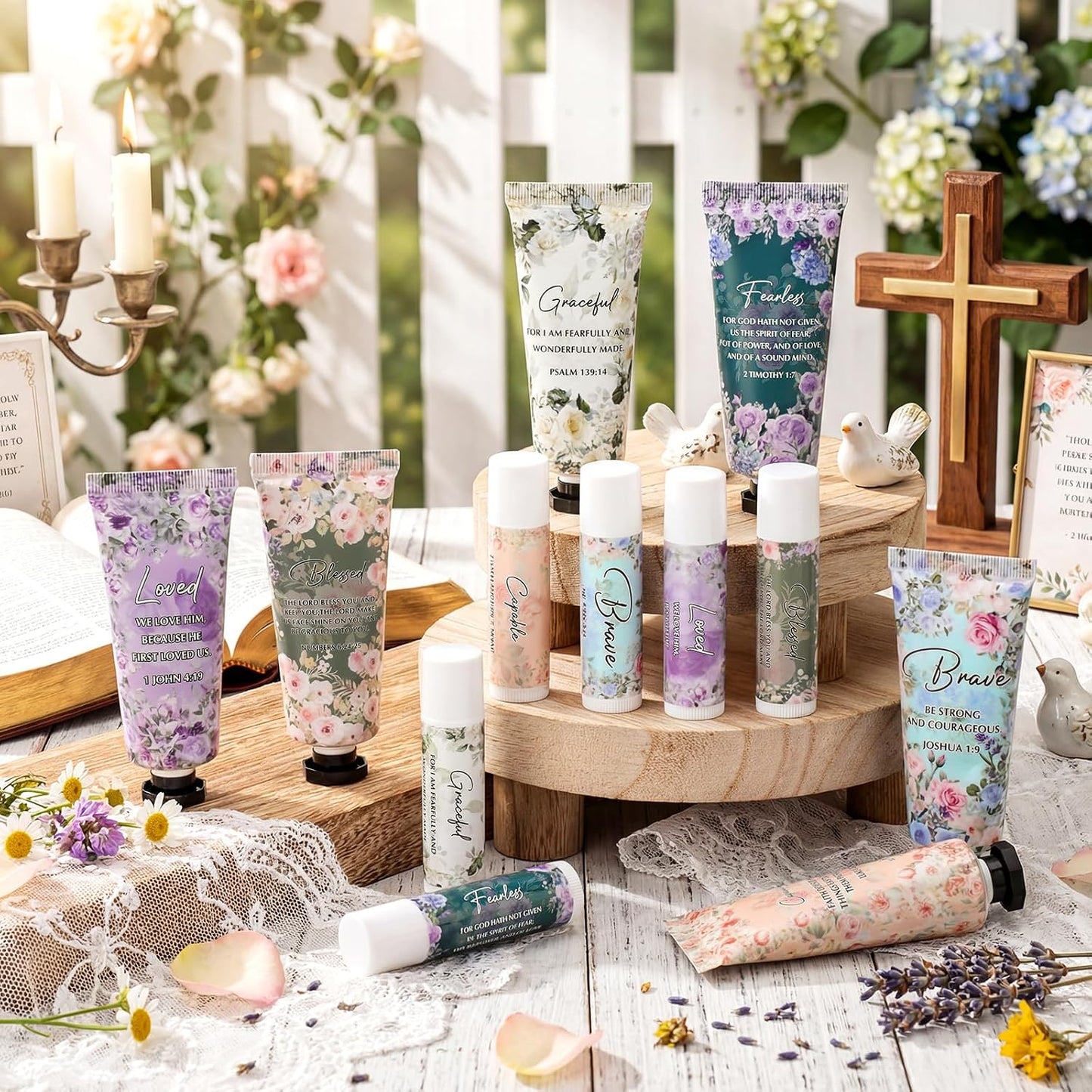 Christian Hand Cream & Lip Balm Gift Set - 6 Travel Size Sets | Perfect for Graduation & Mother's Day