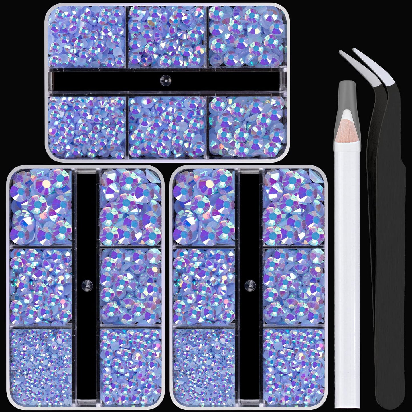 BELLEBOOST Jelly Rhinestones Bedazzling Kit - 45000 Pcs, 40 Colors, 3mm Flatback Gems for Crafting | Includes 3 Pcs B7000 Glue
