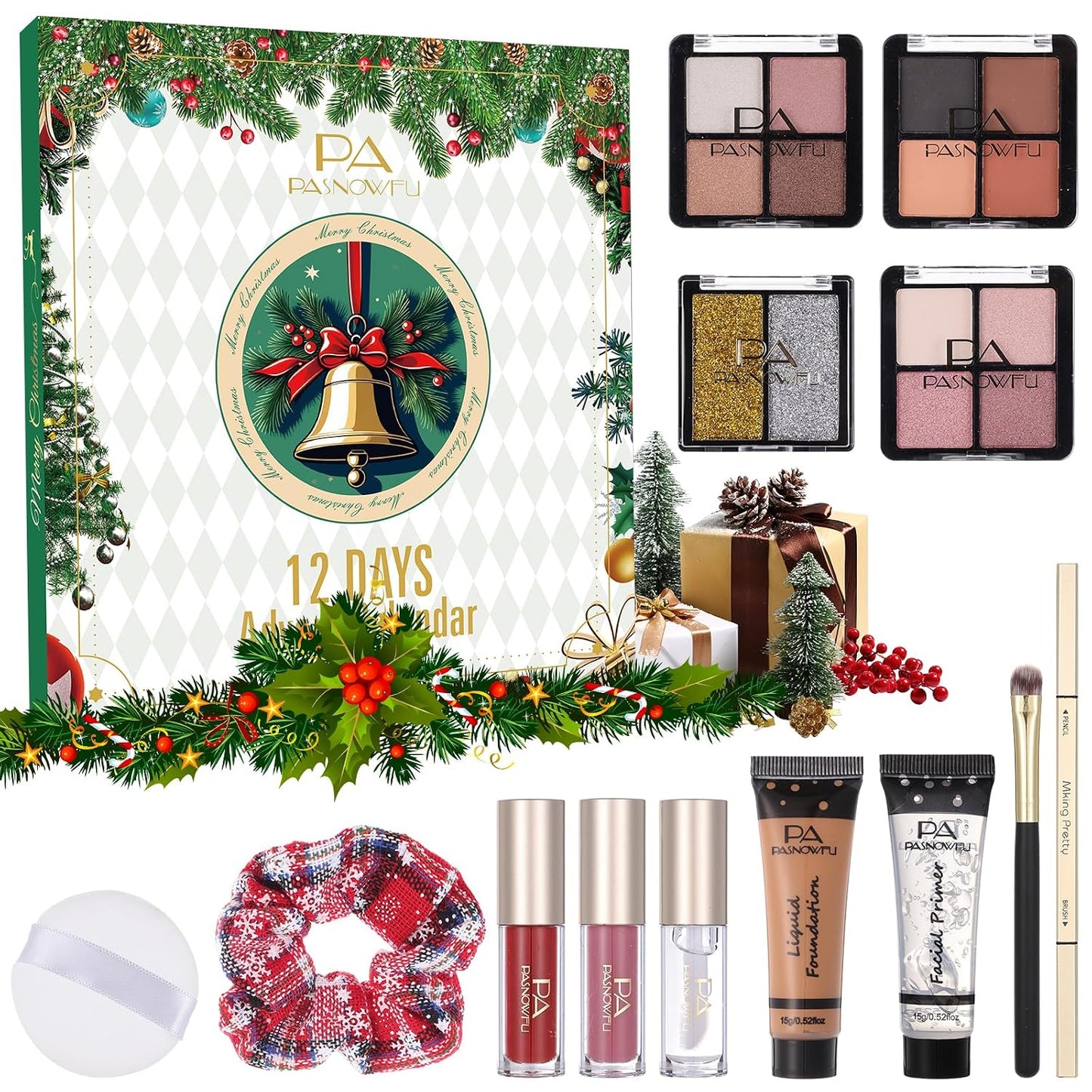 Makeup Advent Calendar 2025 - 12 Days of Surprises for Women & Teens | Holiday Countdown with Eyeliner & Lip Oil