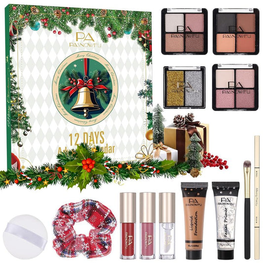 Makeup Advent Calendar 2025 - 12 Days of Surprises for Women & Teens | Holiday Countdown with Eyeliner & Lip Oil