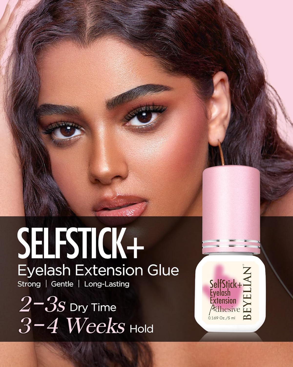 Lash Cluster Glue - Strong Hold Black Eyelash Extension Adhesive | Waterproof, Hypoallergenic, 5ML
