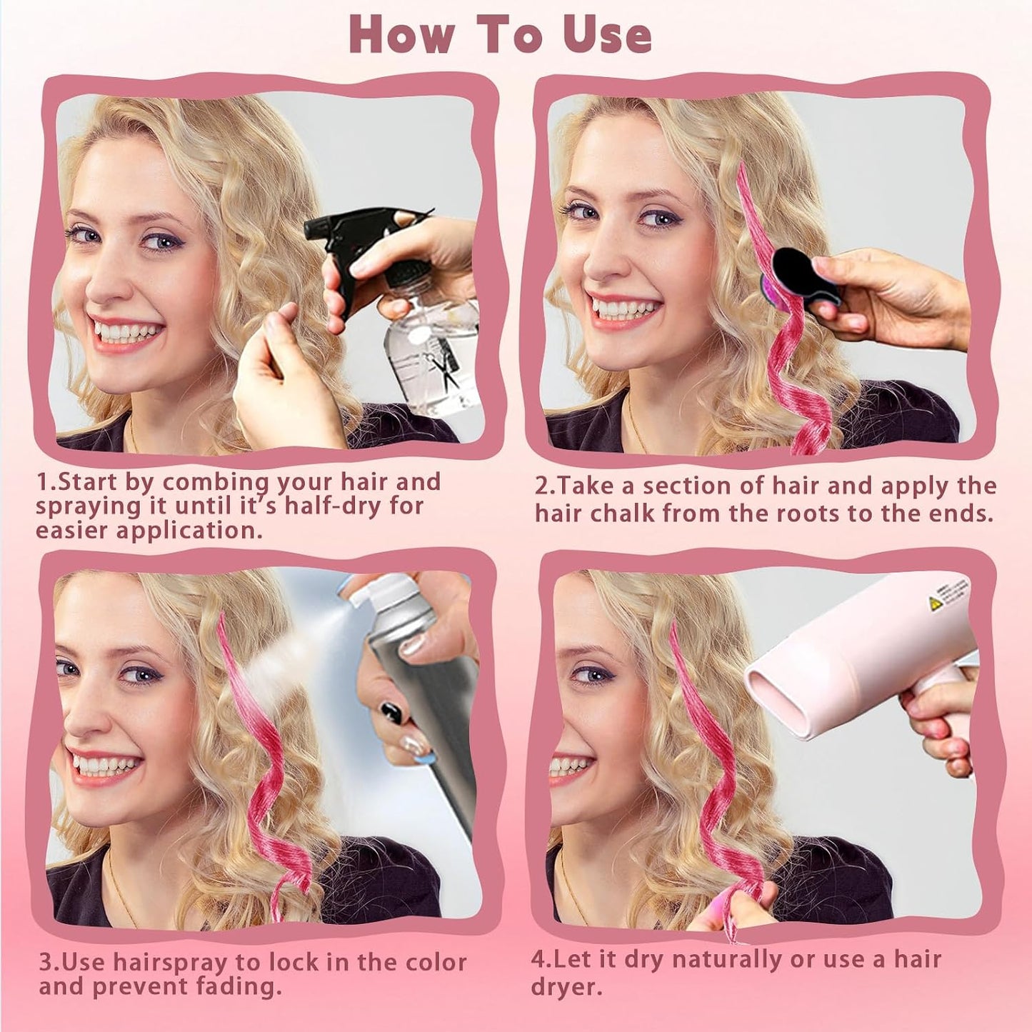 Hair Chalk for Girls - 10PCS Washable Temporary Hair Color Set | Fun Dye for Kids & Teens