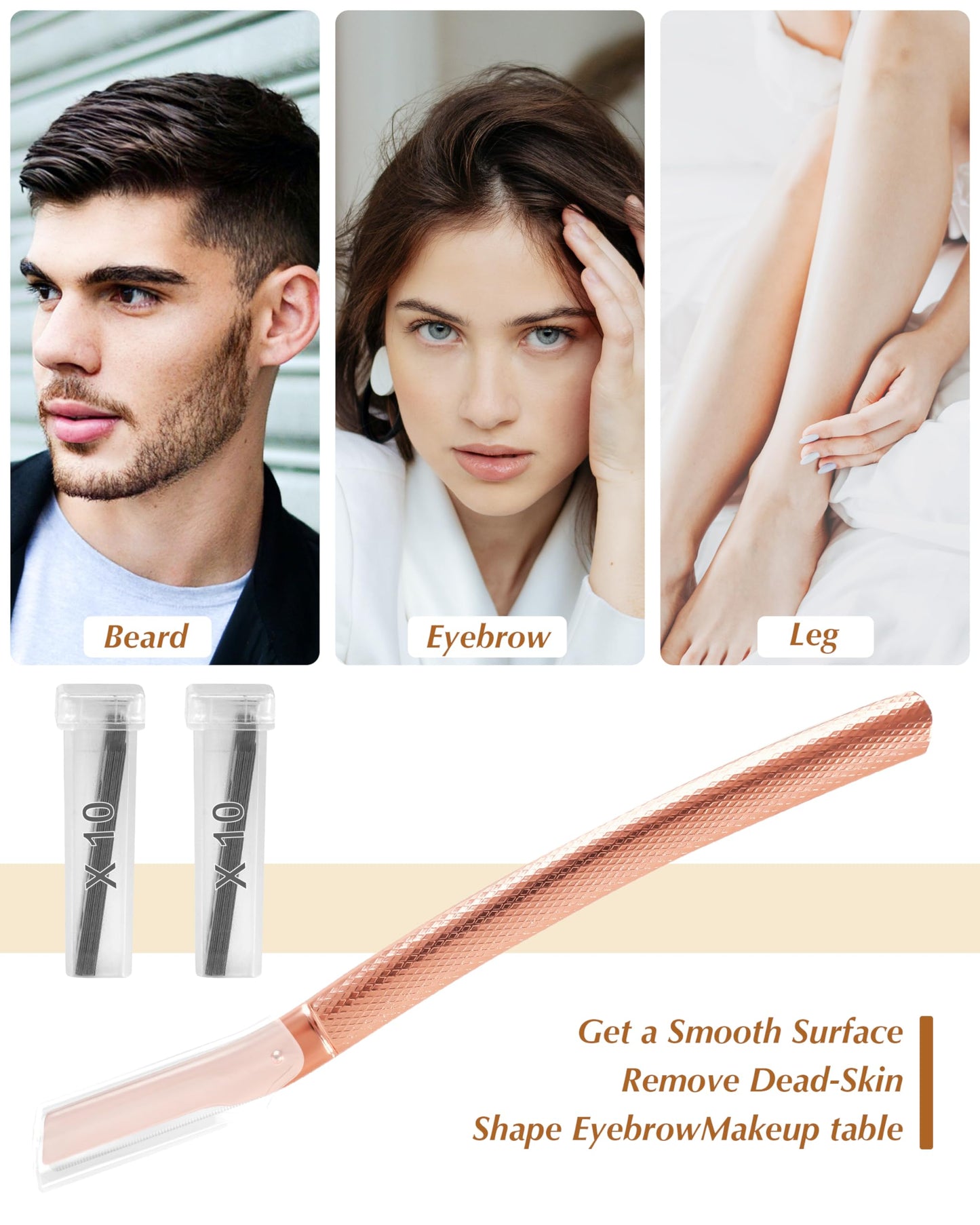Dermaplaning Tool for Face Professional, Facial Razors for Women Face with 20 Blade Refills, Eyebrow Razor for Women and Men, Pink