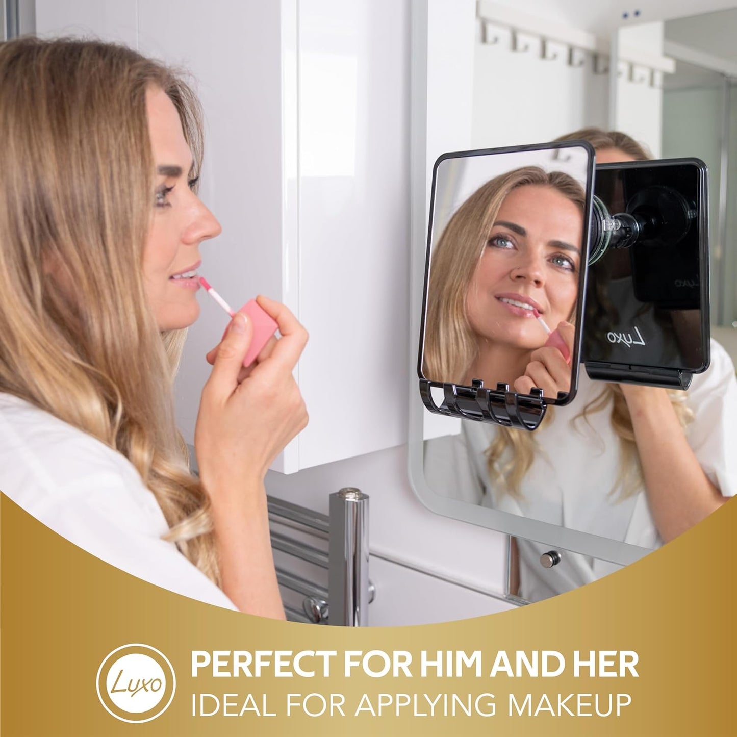 Fogless Shower Mirror for Shaving - Shatterproof Design with Removable Razor Holder | Powerful Suction Cup (Black)