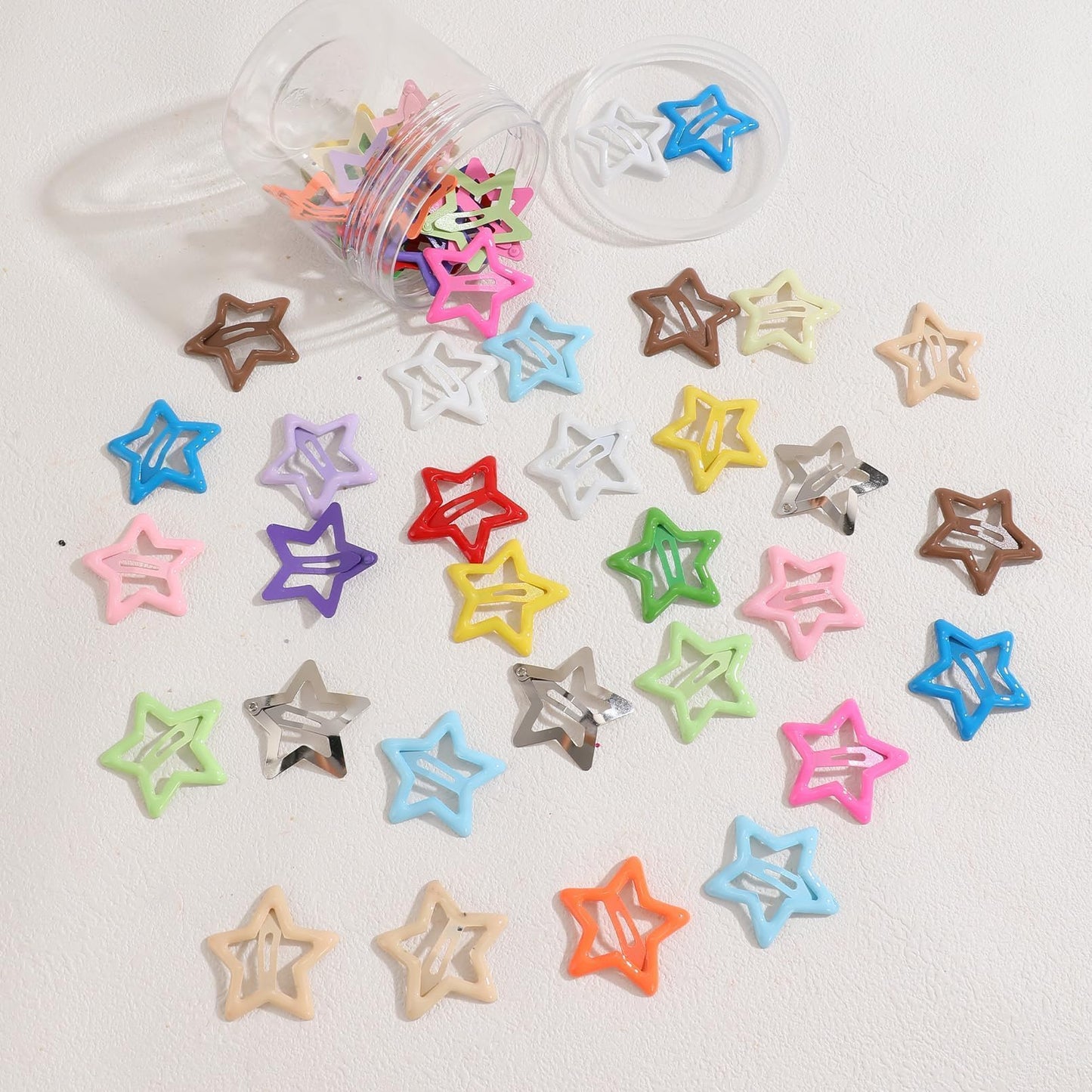 Drnytunk Star Hair Accessories - 50Pcs Colorful Metal Non-Slip Snap Hair Clips and Barrettes for Girls and Women
