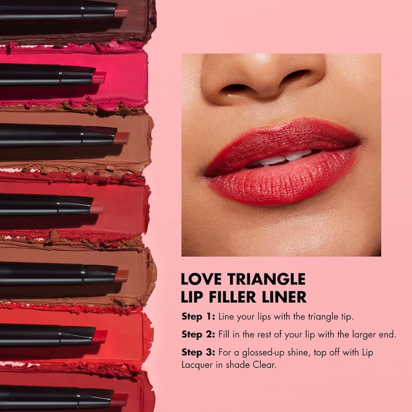 e.l.f. Love Triangle Lip Filler Liner - 2-in-1 Sculpting Lip Pencil, Vegan & Cruelty-Free | Mauve Color