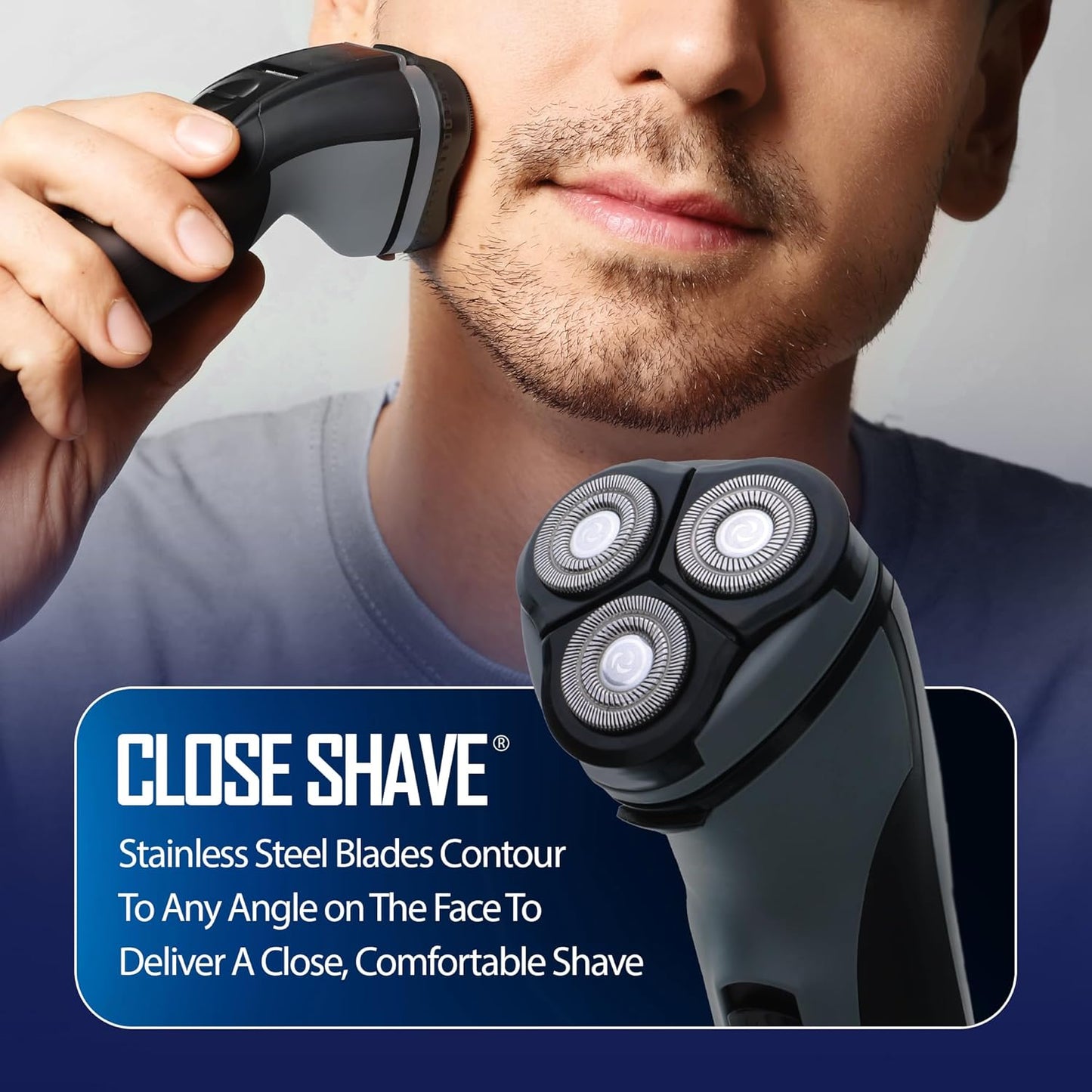 Barbasol Rotary Shaver - Rechargeable Electric Razor with Stainless Steel Blades | Pop-Up Trimmer, 45 Min Run-Time