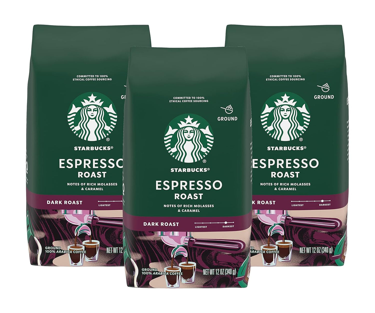 Starbucks Ground Coffee - Dark Roast Italian Blend | 100% Arabica, 18 oz Bag