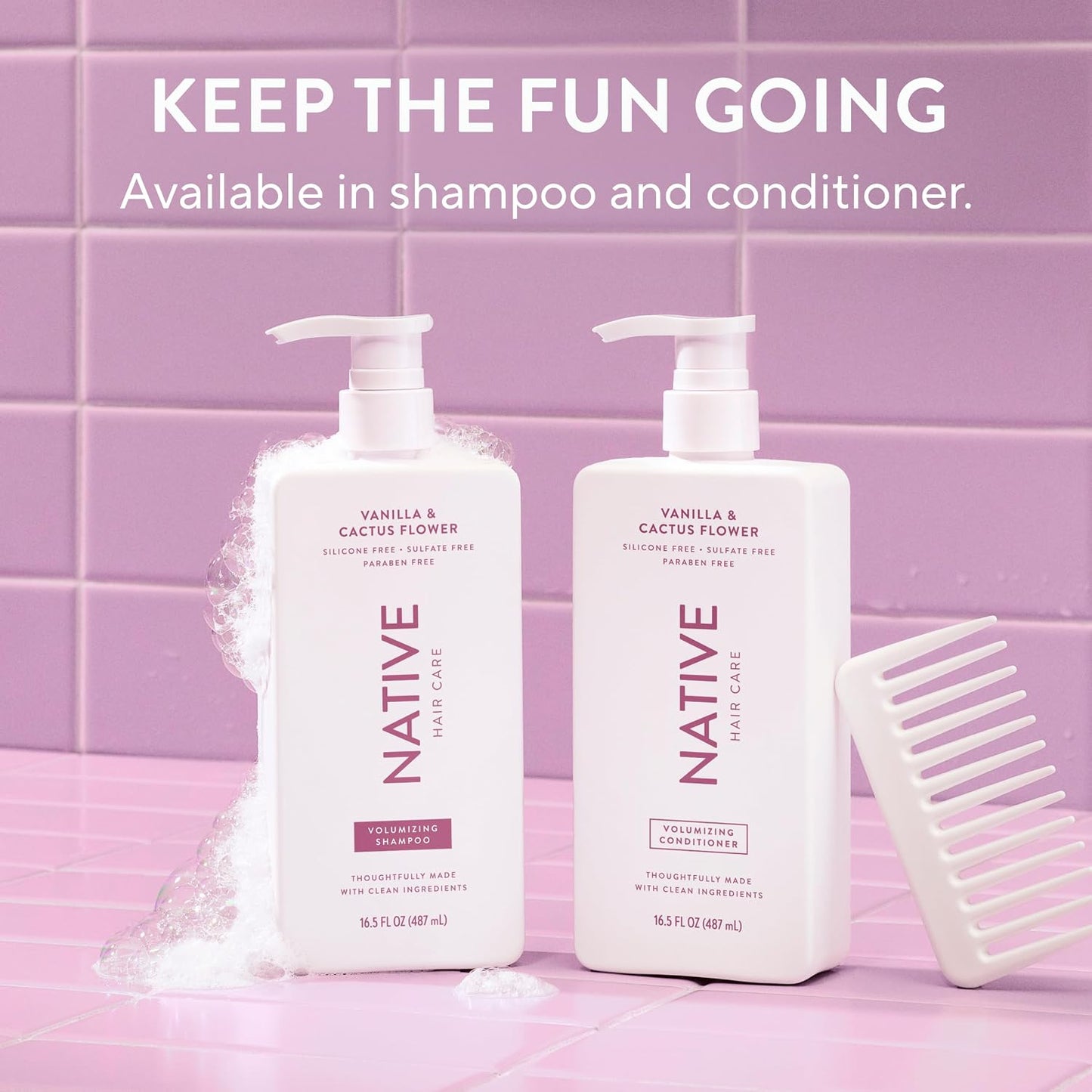 Native Vanilla & Cactus Flower Shampoo & Conditioner - Sulfate-Free, All Hair Types, 2-Pack