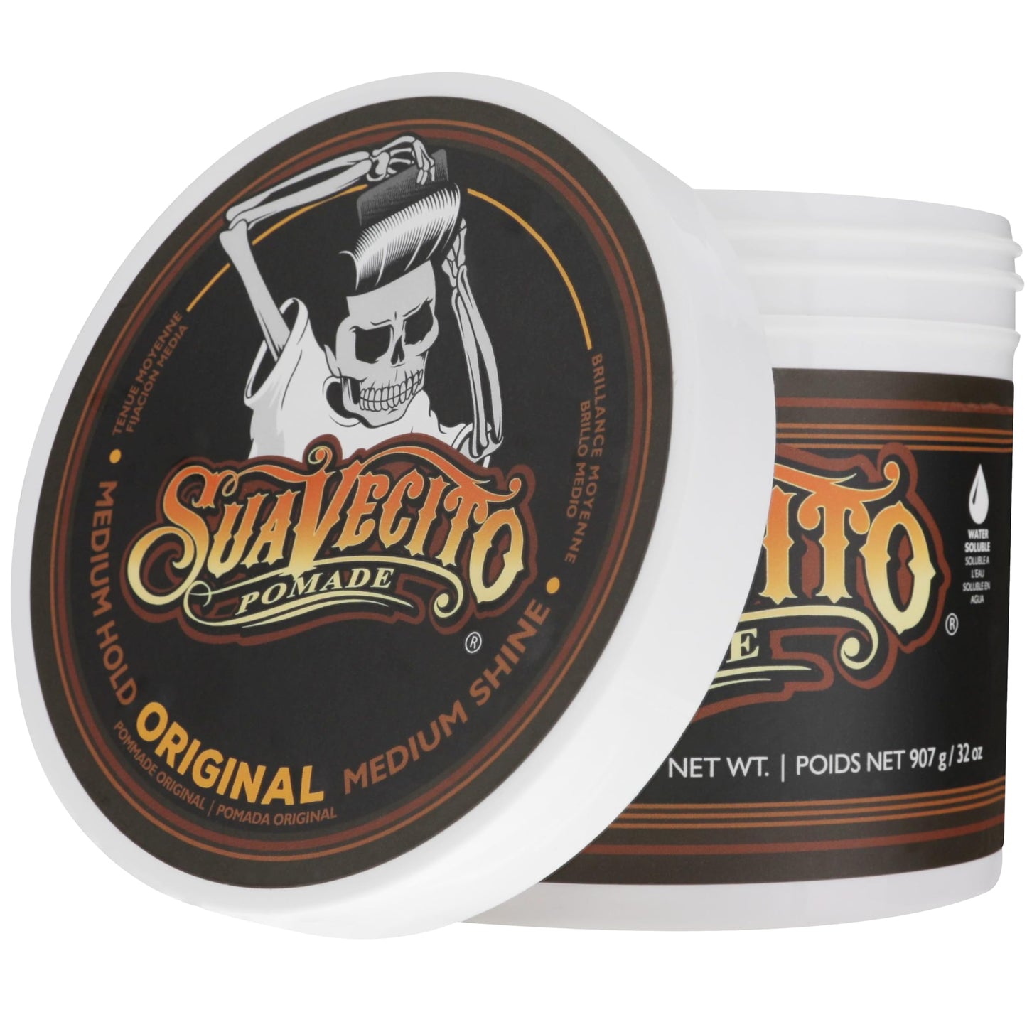 Suavecito Original Hold Pomade 32 oz, 1 Pack - Medium Hold Hair Pomade For Men - Medium Shine Water Based Wax Like Flake Free Hair Gel - Easy To Wash Out - All Day Hold For All Hairstyles