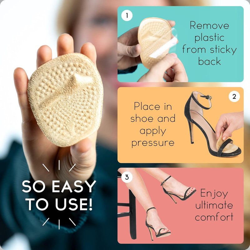 Metatarsal Pads for Women - All-Day Comfort & Pain Relief | 2 Pairs Beige Foot Cushions