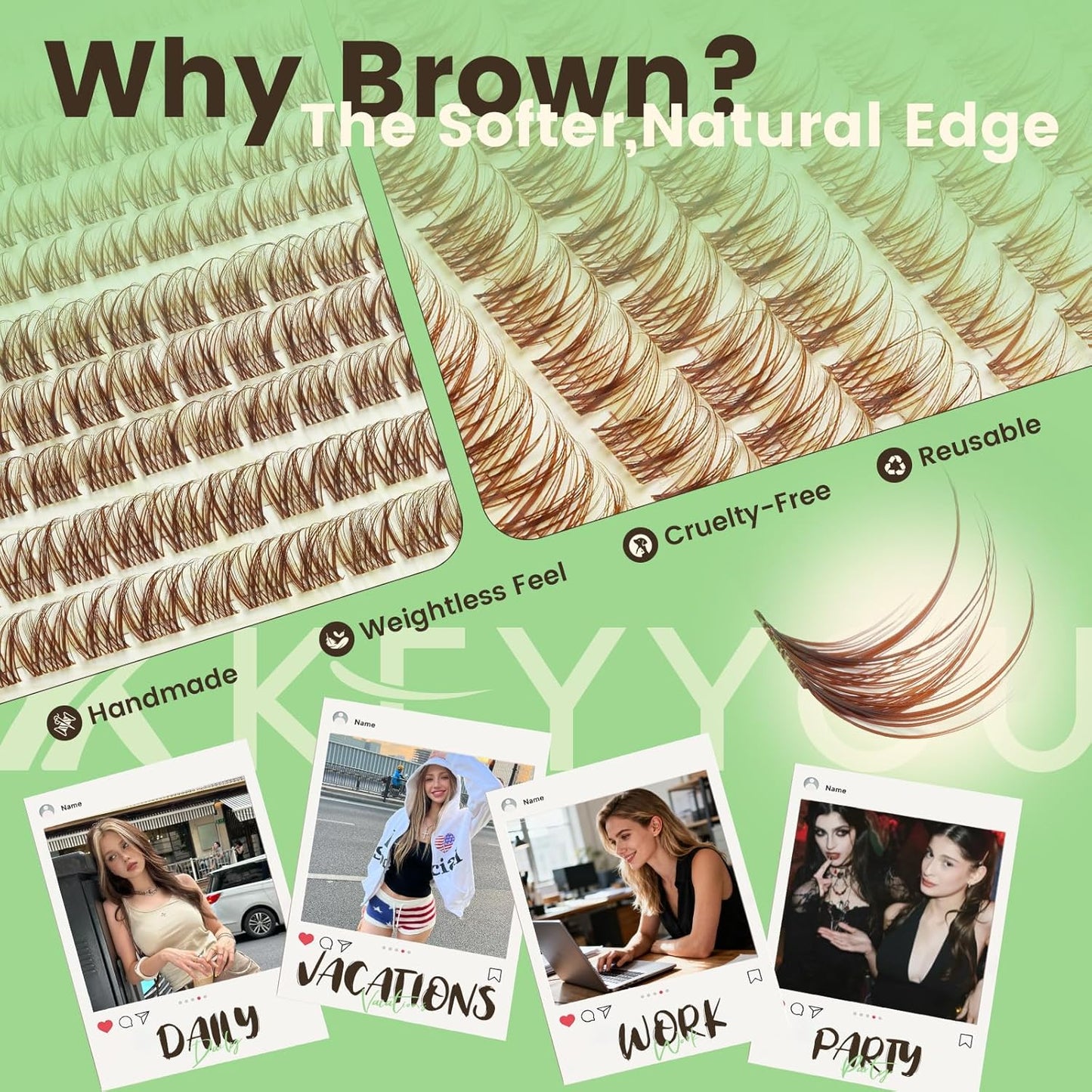 Spider Lash Clusters - Natural Wispy C Curl 8-16mm | Invisible Band DIY Eyelash for Anime Look