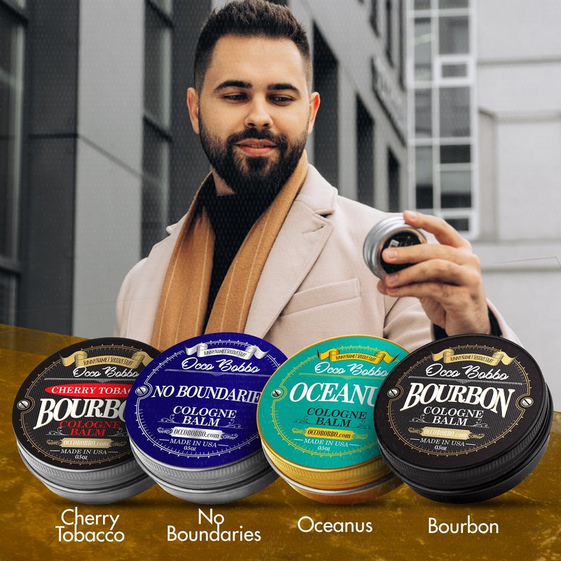 Handy Hound Occo Bobbo Solid Cologne for Men Samples Set - Men's Cologne Gift Set - Travel Size (4) .5 oz tins