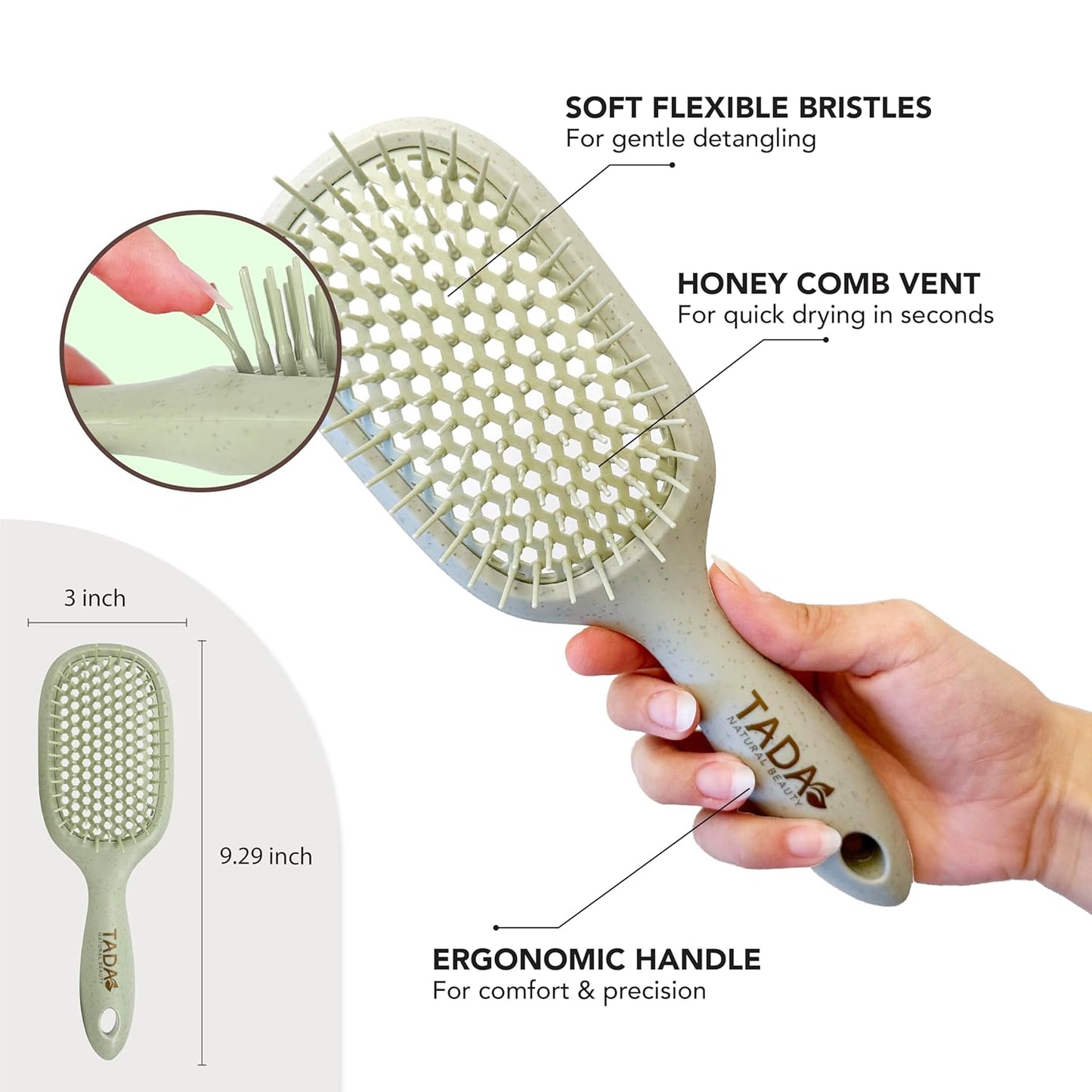 Natural Beauty Hair Brush Detangler - Ideal for Curly, Thick, and Wavy Hair | Quick Drying & Styling, 2-Pack (4 Colors)