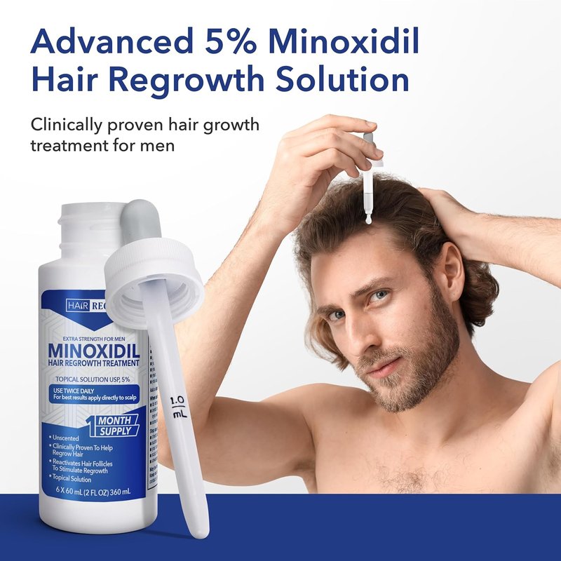 Minoxidil for Men 5% - Advanced Hair Regrowth Treatment - 6-Month Supply Kit for Hair Loss