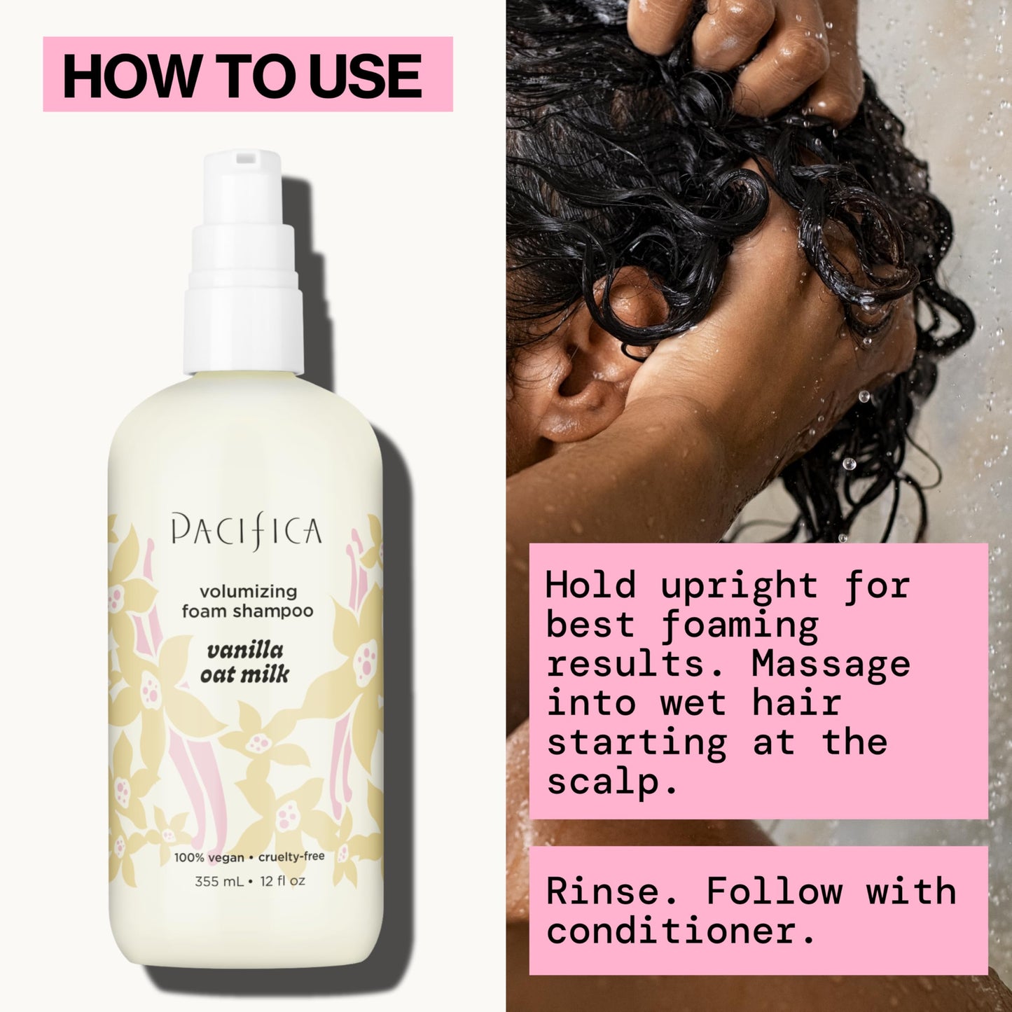 Pacifica Vanilla Oat Milk Volumizing Shampoo & Conditioner Set – Fuller, Bouncier Hair, Fine Or Flat Hair Solution, Sulfate-Free, 100% Vegan Hair Care