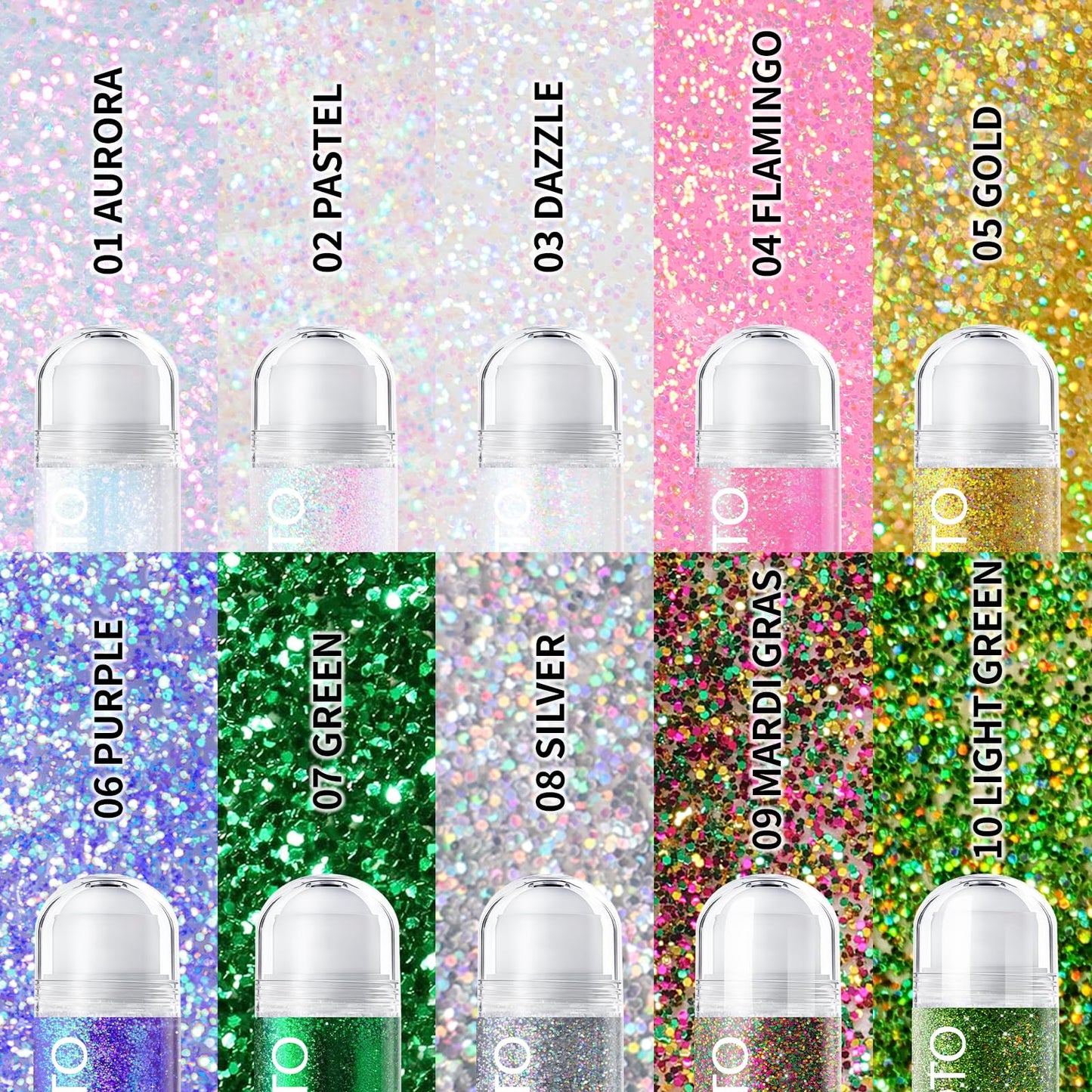 CAHOTO Light Green Roll-on Glitter for Face Body & Hair