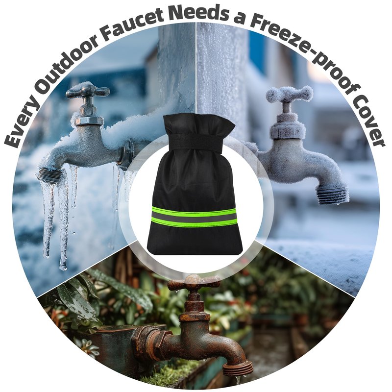 Outdoor Faucet Covers for Winter: Freeze Protection for Outside Hose Bib Spout - Insulation Water Spigot Sock with 9.5" H x 6.7" W - Waterproof Tap Cover Reusable for Garden 2 Pack