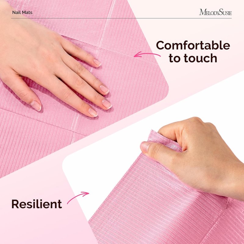 Disposable Nail Mats - 50 Pcs 3-Ply Absorbent Table Pads for Manicure & Pedicure | 18” x 13” Pink