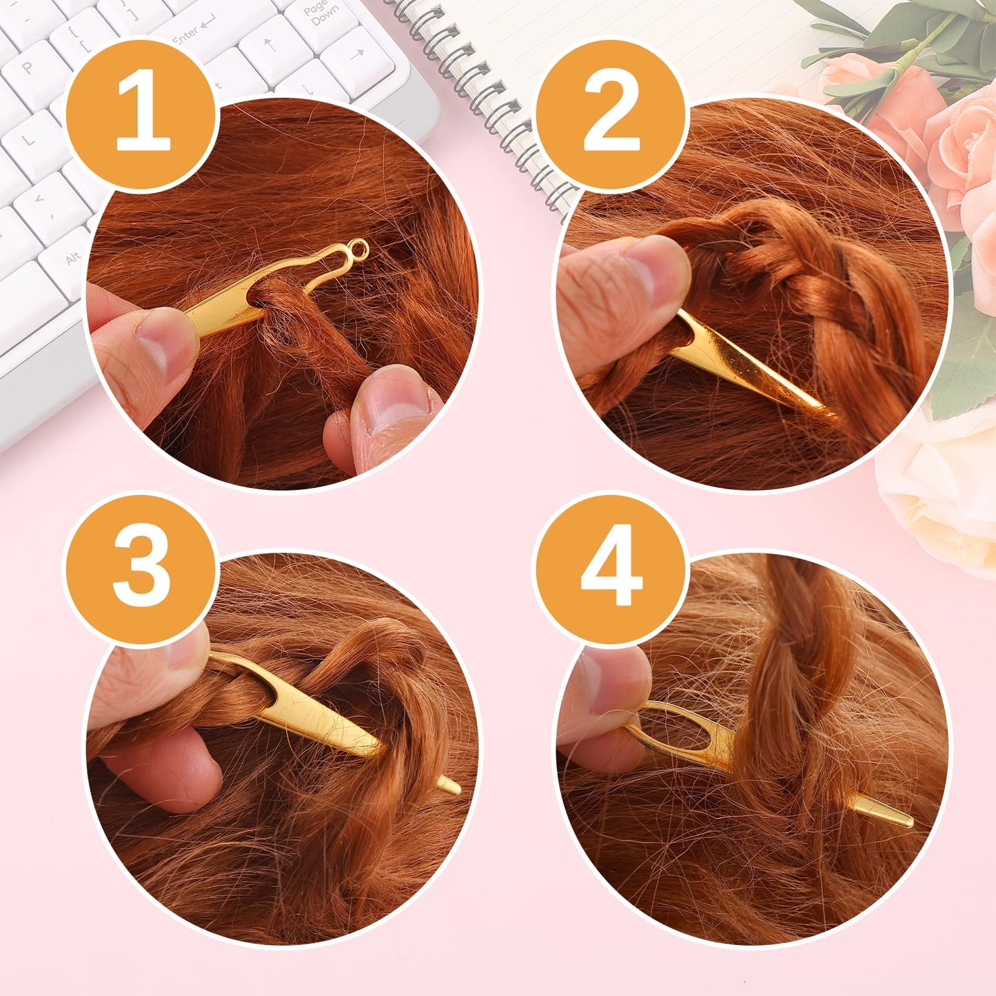 Bewudy 6 Pcs Interlocking Tool for Locs, Interlocking Dreadlock Tool, Sisterlock Retighten Tool, Crochet Needle for Maintaining Your Dreadlocks Hair Extensions Styling Tools